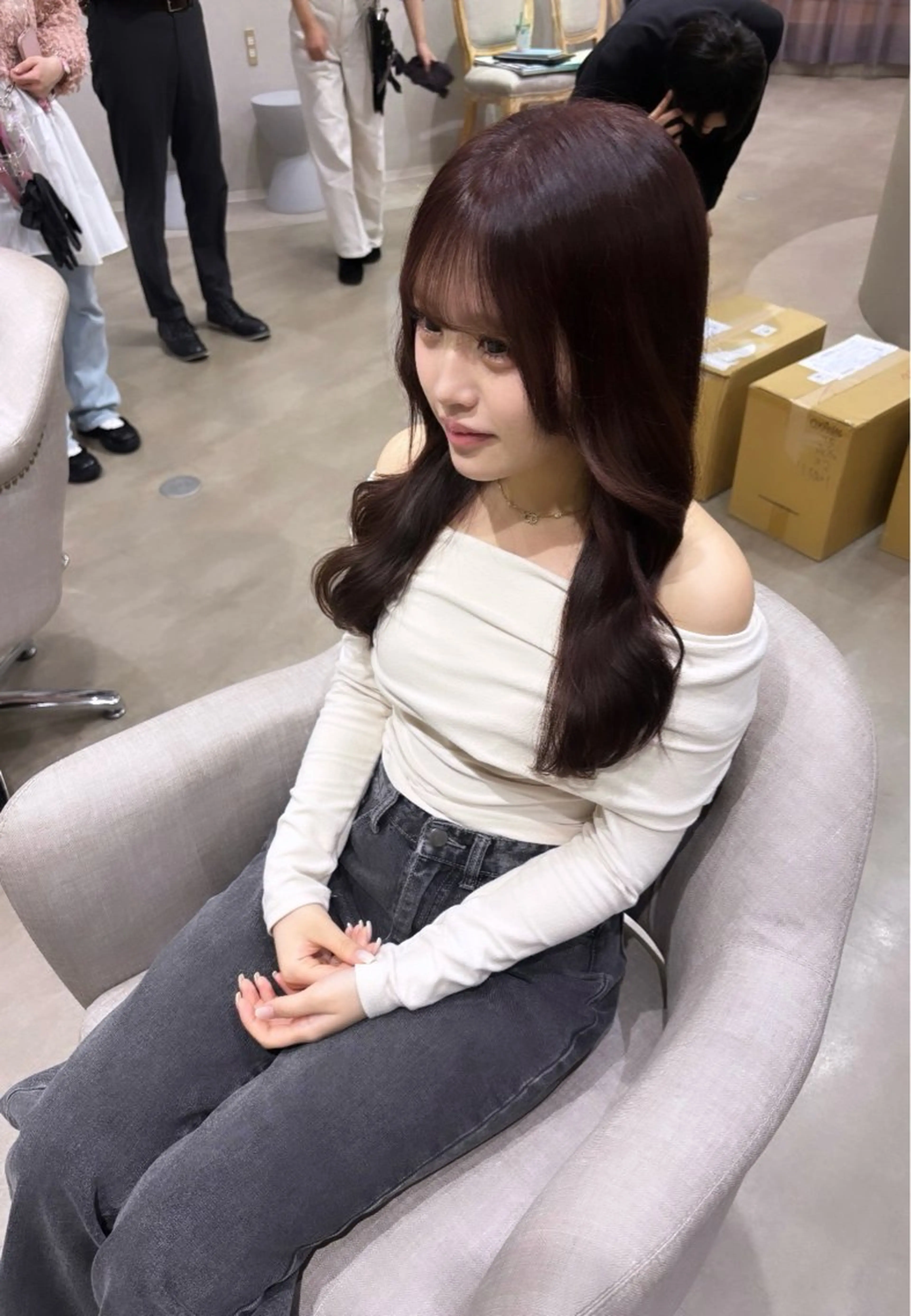 セミロング カラー ブラウンカラー ピンクカラー ピンクブラウン ヘアカラー 🩰髪質改善/ 艶カラー/uta🩰のヘアスタイル