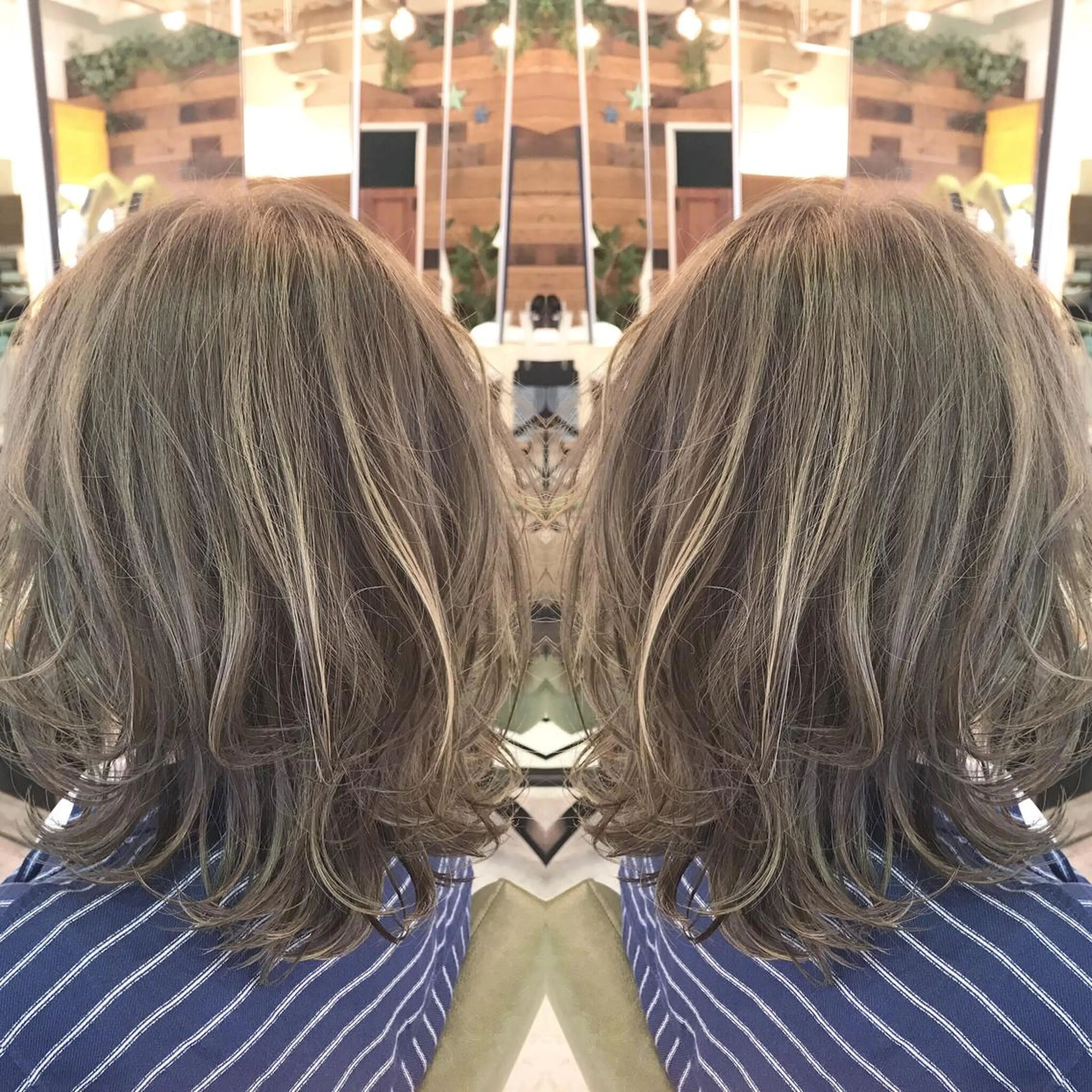 ミディアム カラー グレージュ ハイライトカラー ハイライト 青木 茂樹⭐️ 透明感カラーのヘアスタイル