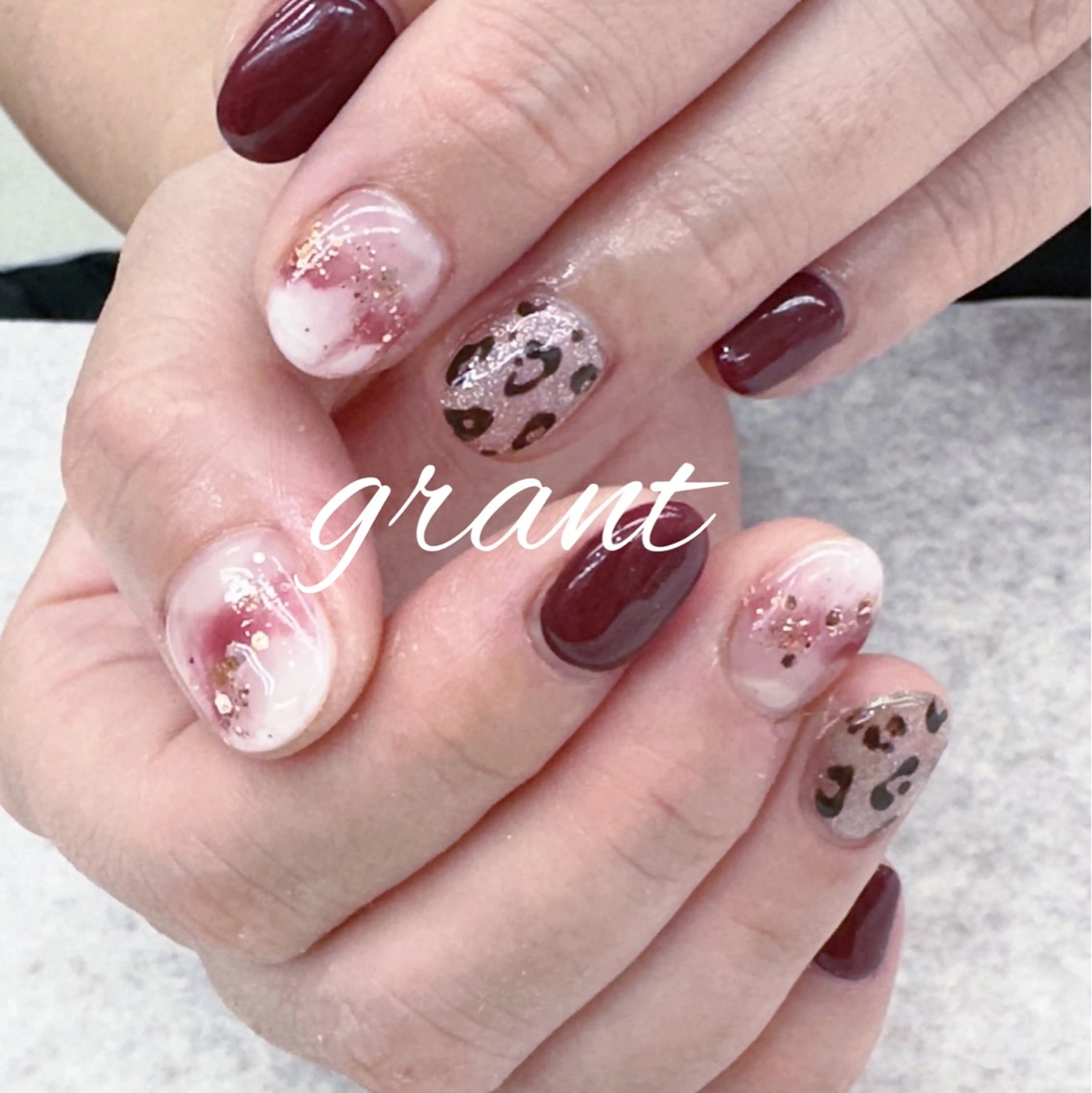 ネイル ボルドー ニュアンスネイル ハンドネイル nailsalon grantのネイルデザイン