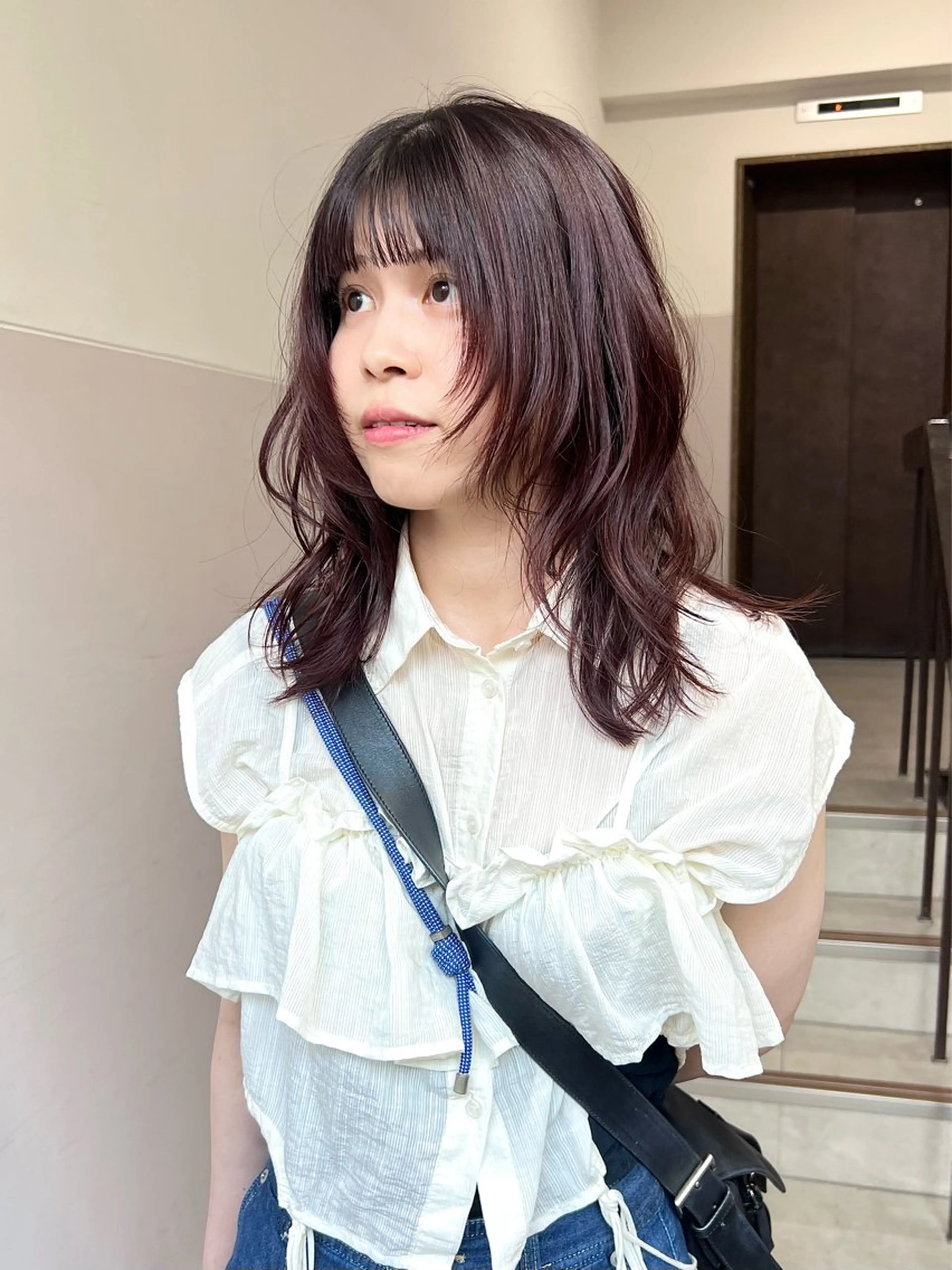 ミディアム カラー ミディアムレイヤー レッドカラー レイヤーカット カット ヘアカラー トリートメント 樫原裕二/レイヤー カット/透明感カラーのヘアスタイル