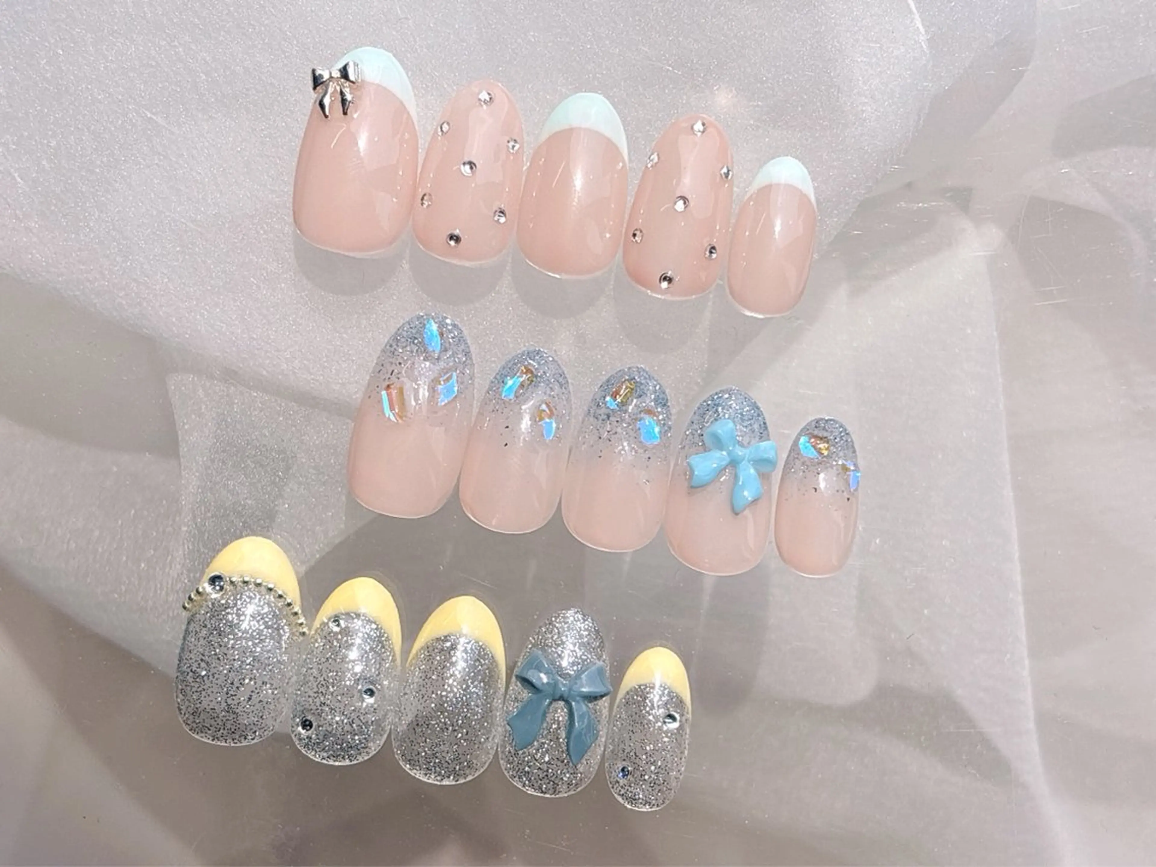 ネイル 水色 黄色 GREEM グリームのネイルデザイン