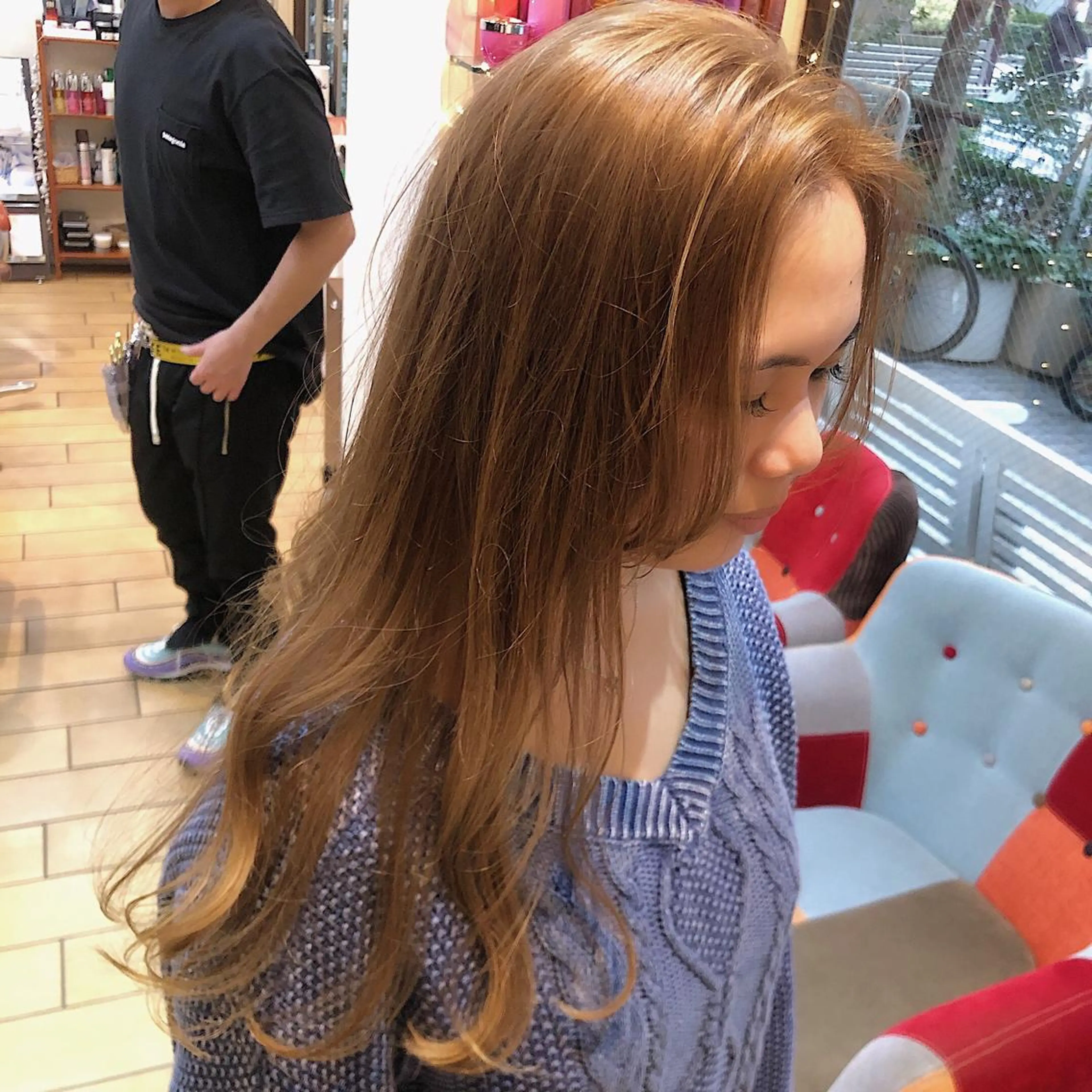 ロング カラー ベージュカラー ミルクティーベージュ ワンカールで盛れる レイヤー🎀Macoのヘアスタイル