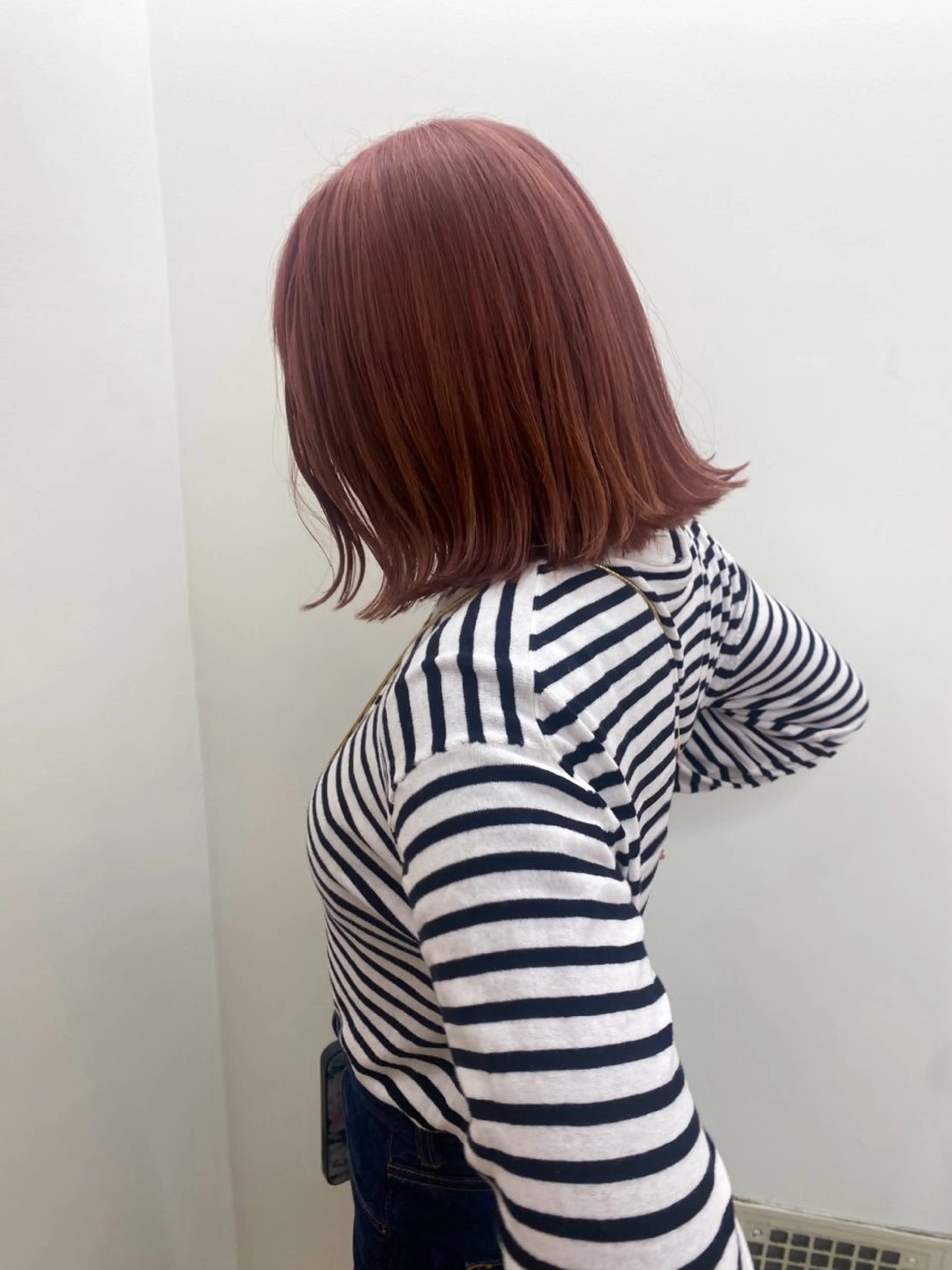ミディアム カラー ヘアアレンジ 切りっぱなしボブ ベージュカラー ピンクカラー ピンクベージュ ボブ ヘアカラー ボブ /ニュアンス/ satomi🧸💖のヘアスタイル