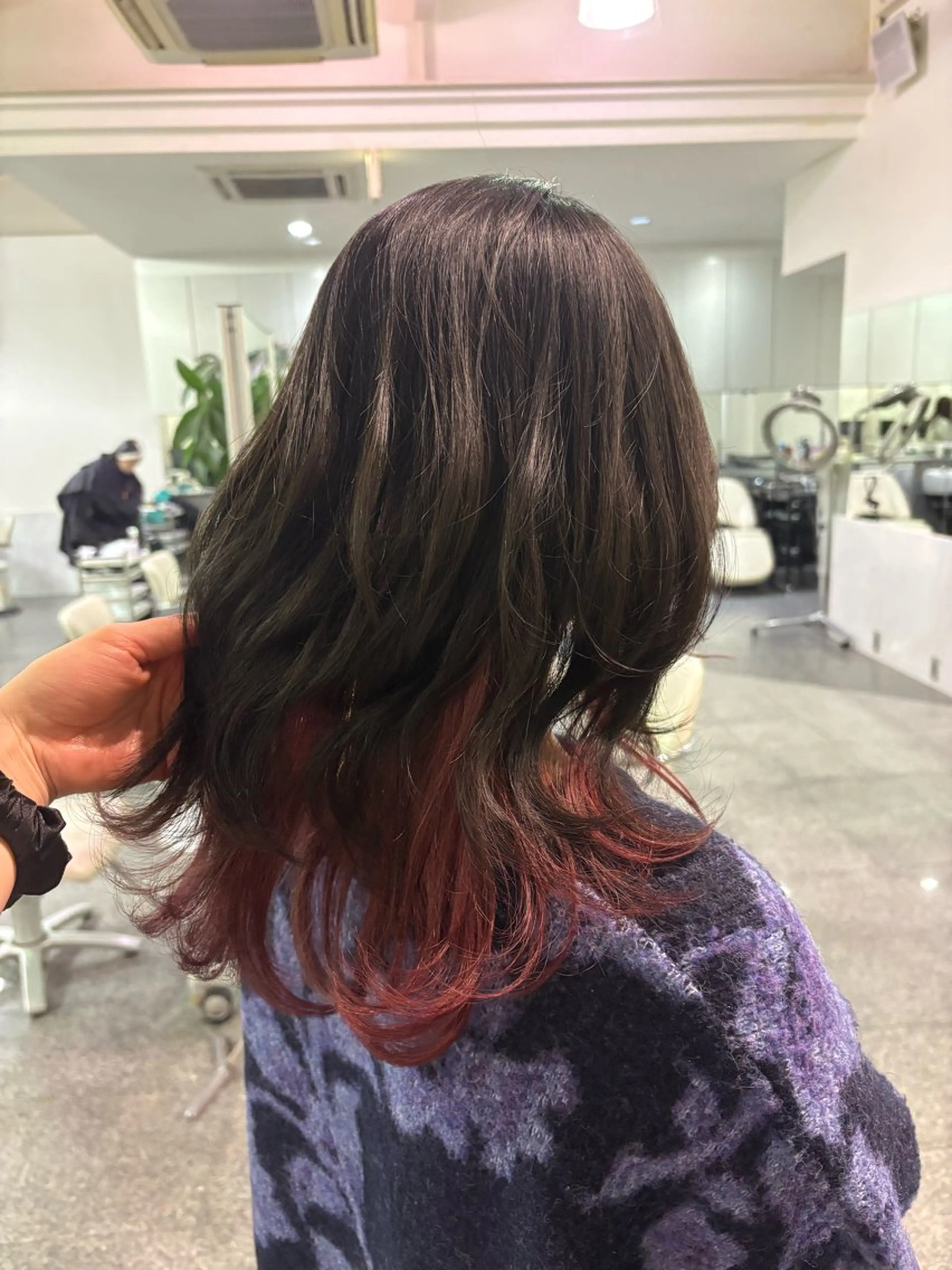 ミディアム カラー ブリーチ レッドカラー ヘアカラー トリートメント ハイトーン/ブリーチ 🤍足立里湖のヘアスタイル