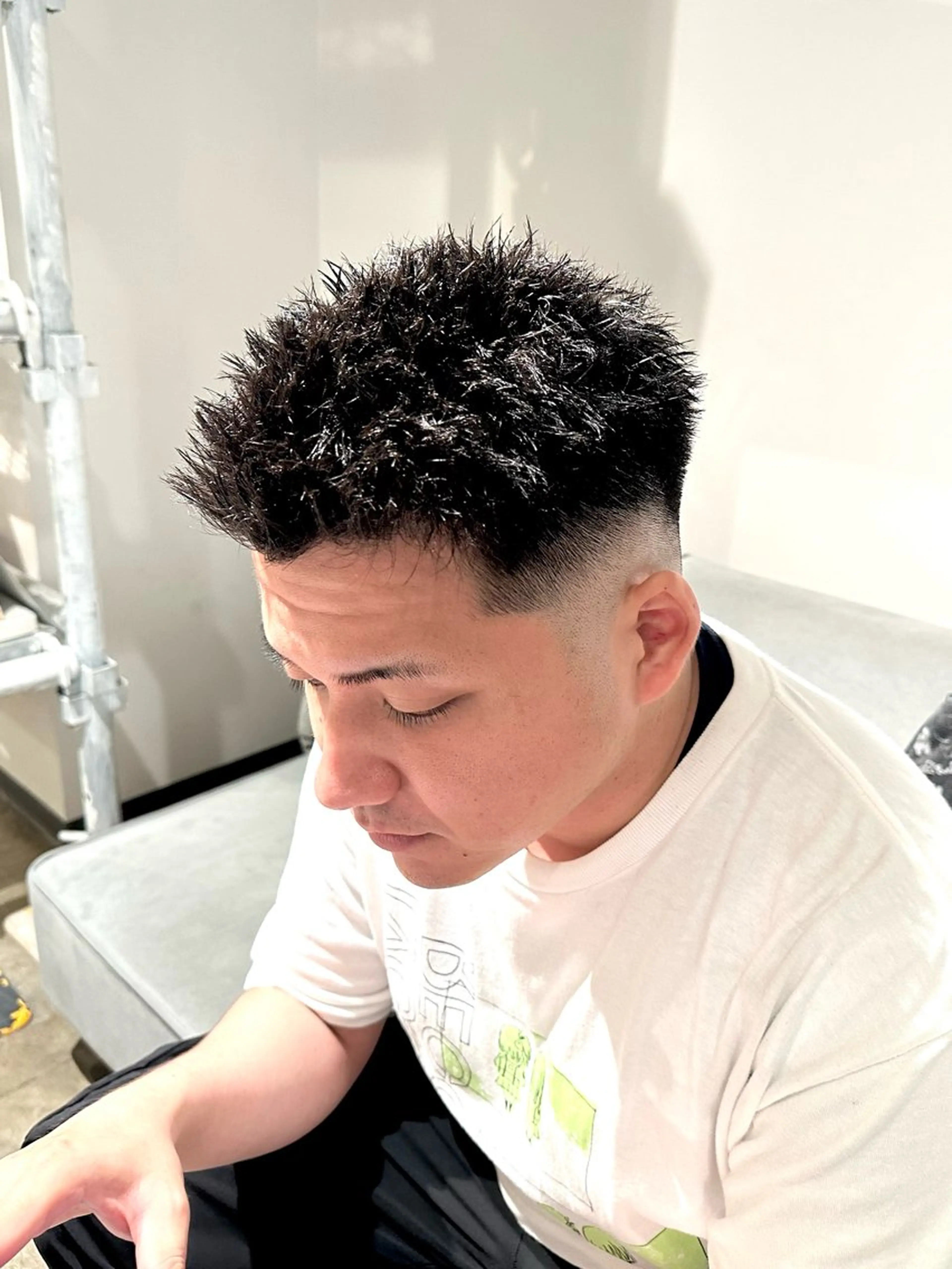 パーマ メンズ フェードカット メンズパーマ スパイキーショート カット パーマ トリートメント 骨格補正施術/メンズ 専門美容師/YUYAのヘアスタイル