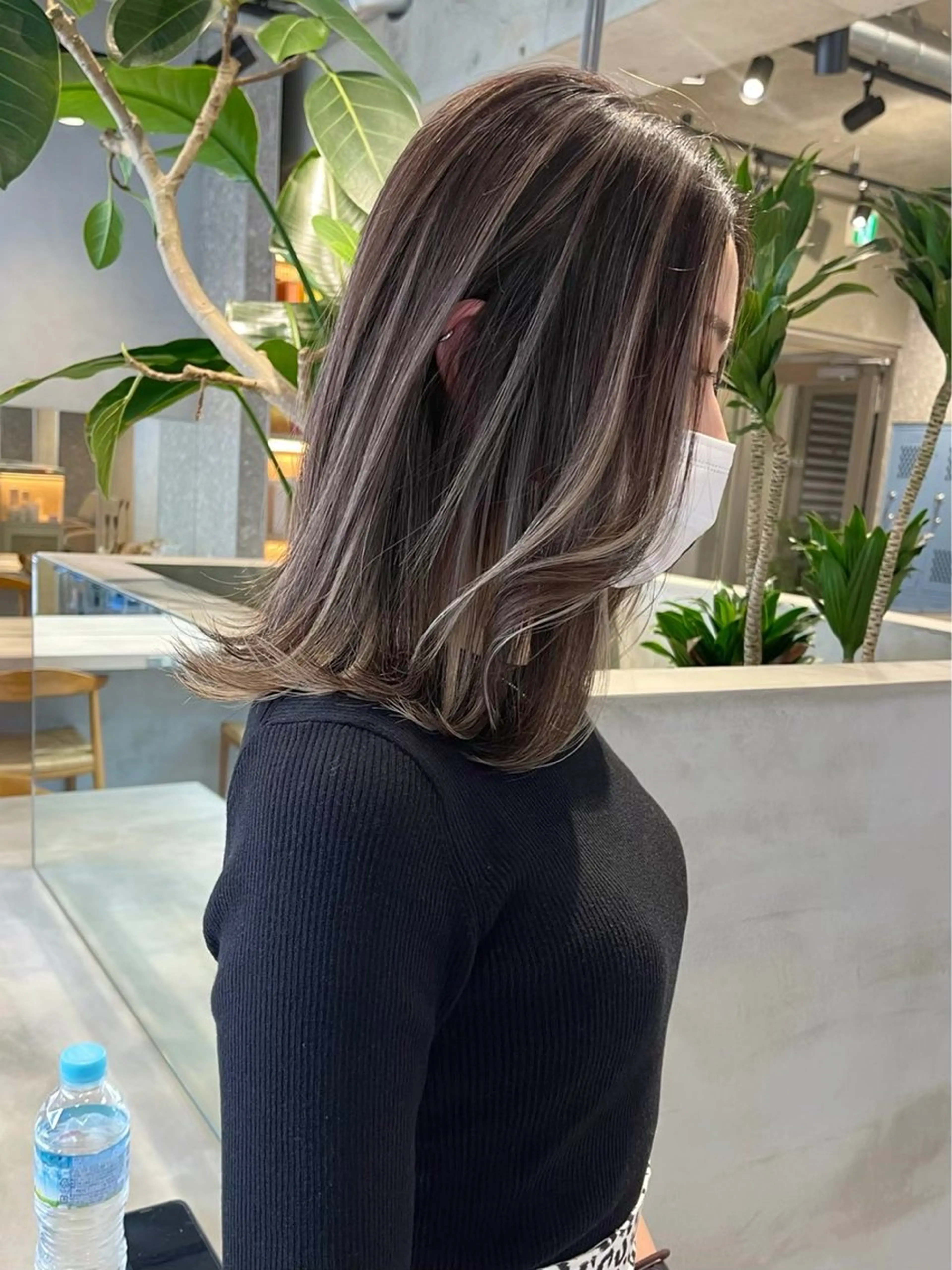 ミディアム カラー ⭐ハイトーンブリーチ ミルクティーピンクのヘアスタイル