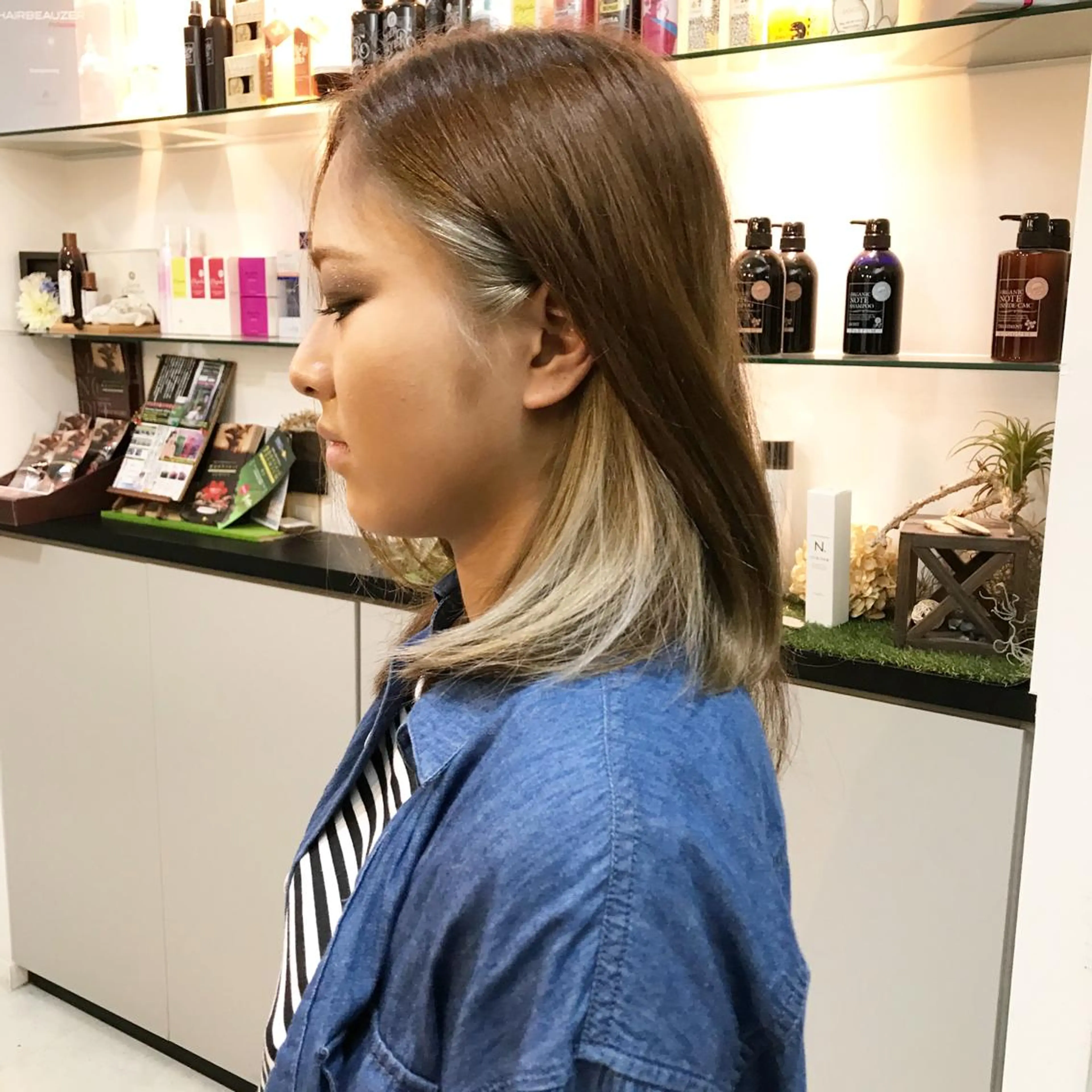 ミディアム カラー ハイライトカラー イルミナカラー ハイライト 國井 慎吾のヘアスタイル