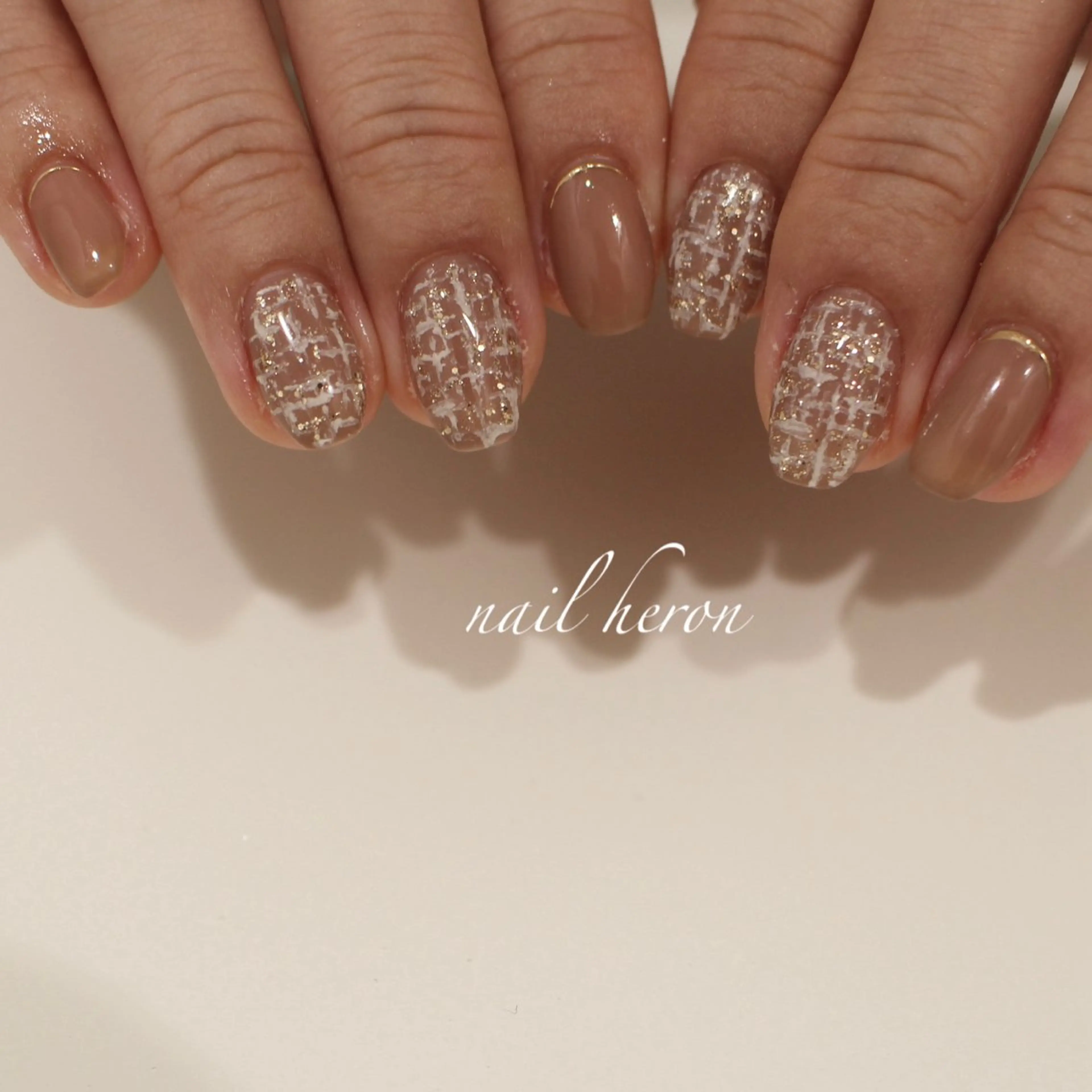 ネイル ツイードネイル ハンドネイル nail heron所属・saki_ nail heronのネイルデザイン
