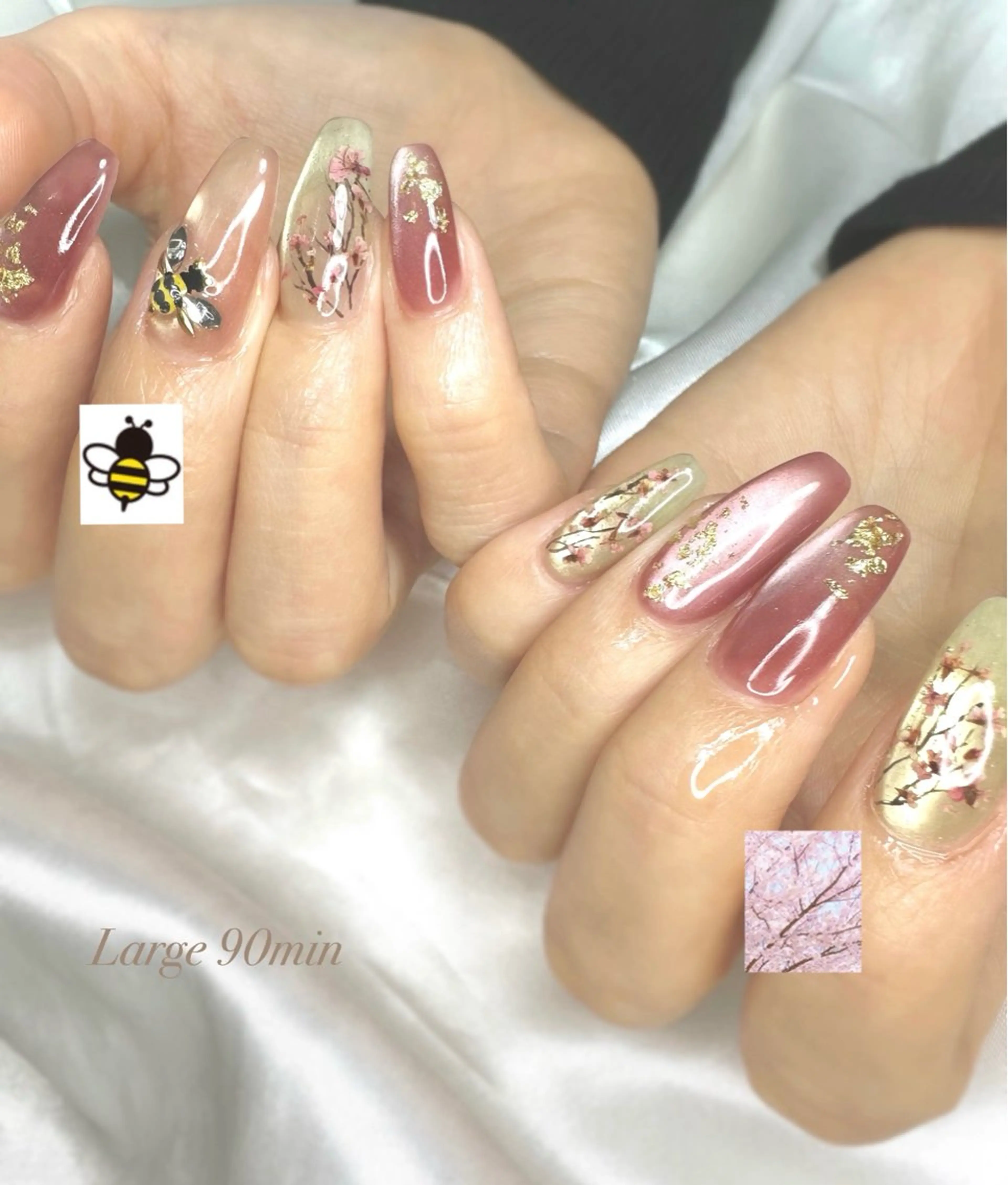 ネイル 桜ネイル ジェルネイル マグネットネイル パラジェル 春ネイル ハンドネイル Large 桑原のネイルデザイン