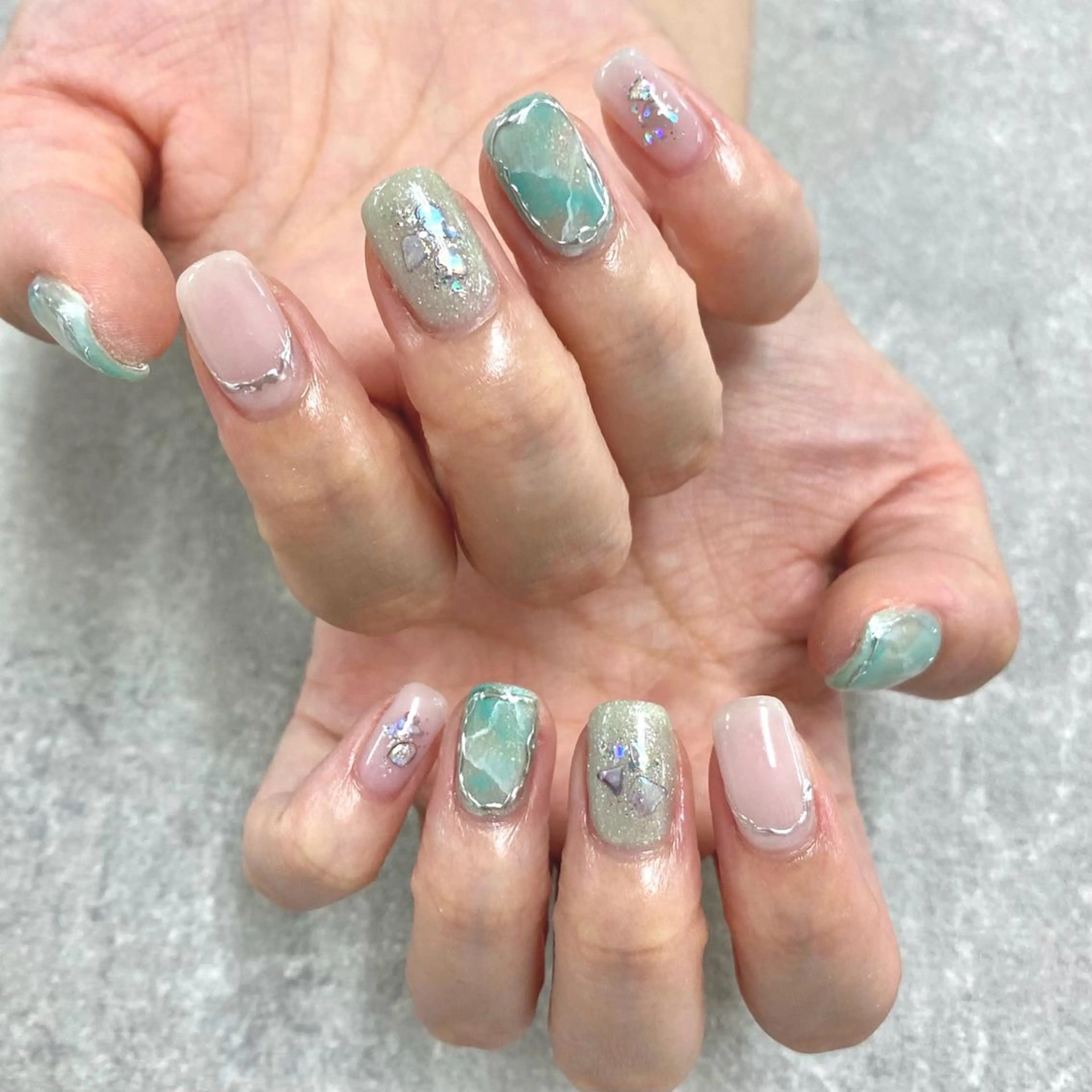 ネイル フットネイル フレンチネイル ジェルネイル ガラスフレンチ グラデーション NUMAZAWA KASUMIのネイルデザイン