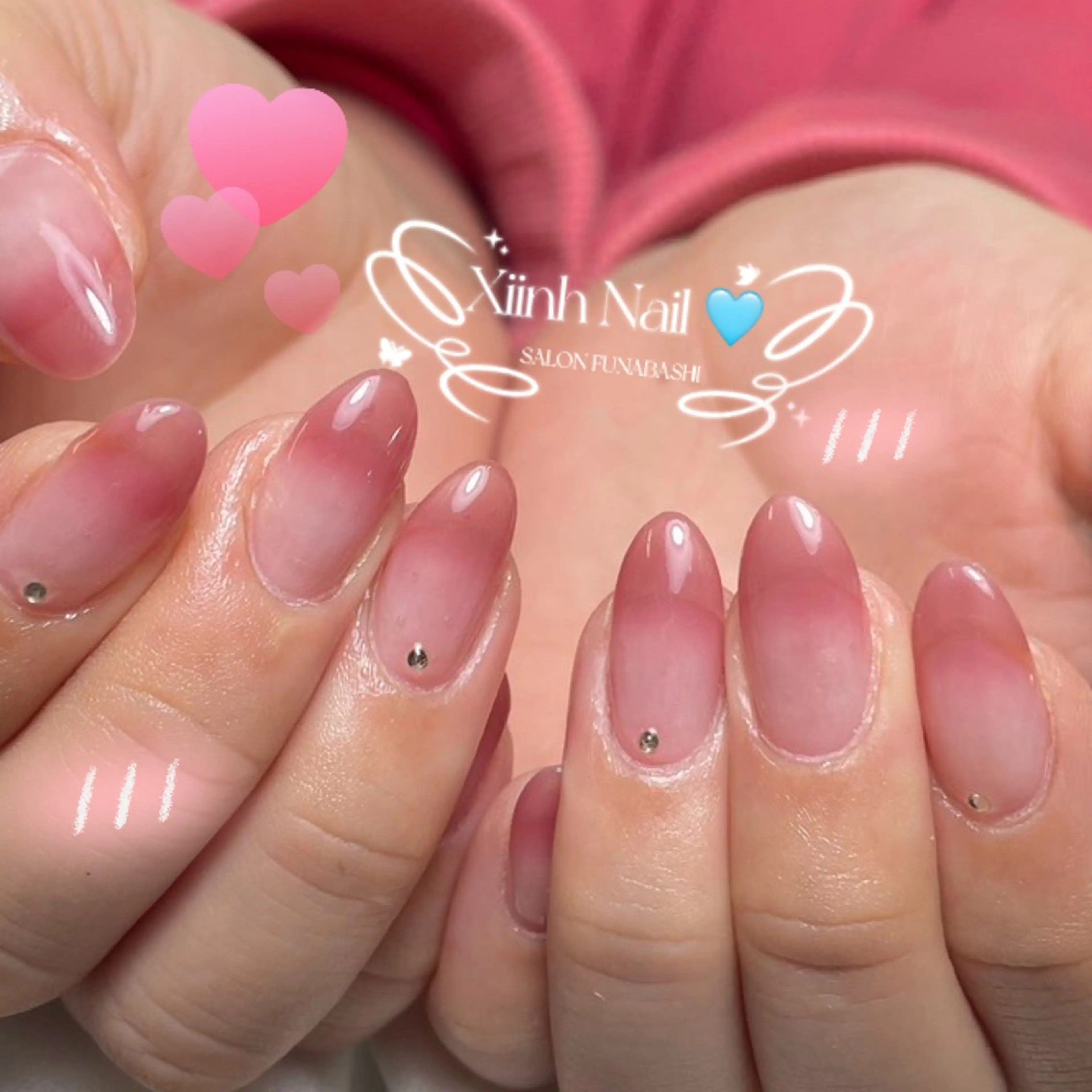 ネイル チークネイル 桜ネイル 長さ出し フットネイル ジェルネイル ハンドネイル XIINH NAIL SALONのネイルデザイン