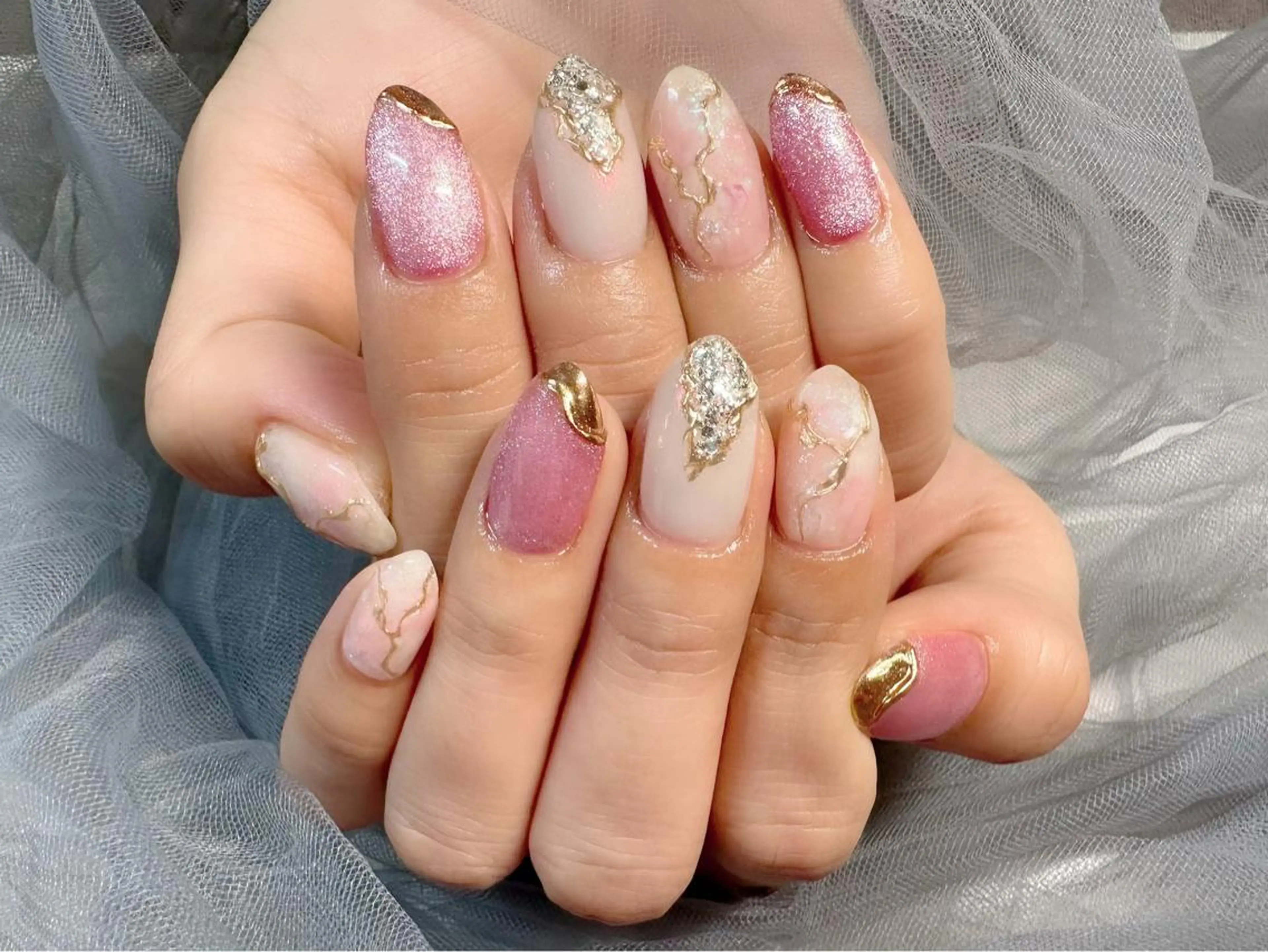 ネイル ピンク 春ネイル ハンドネイル Nail Salon KURELLYのネイルデザイン