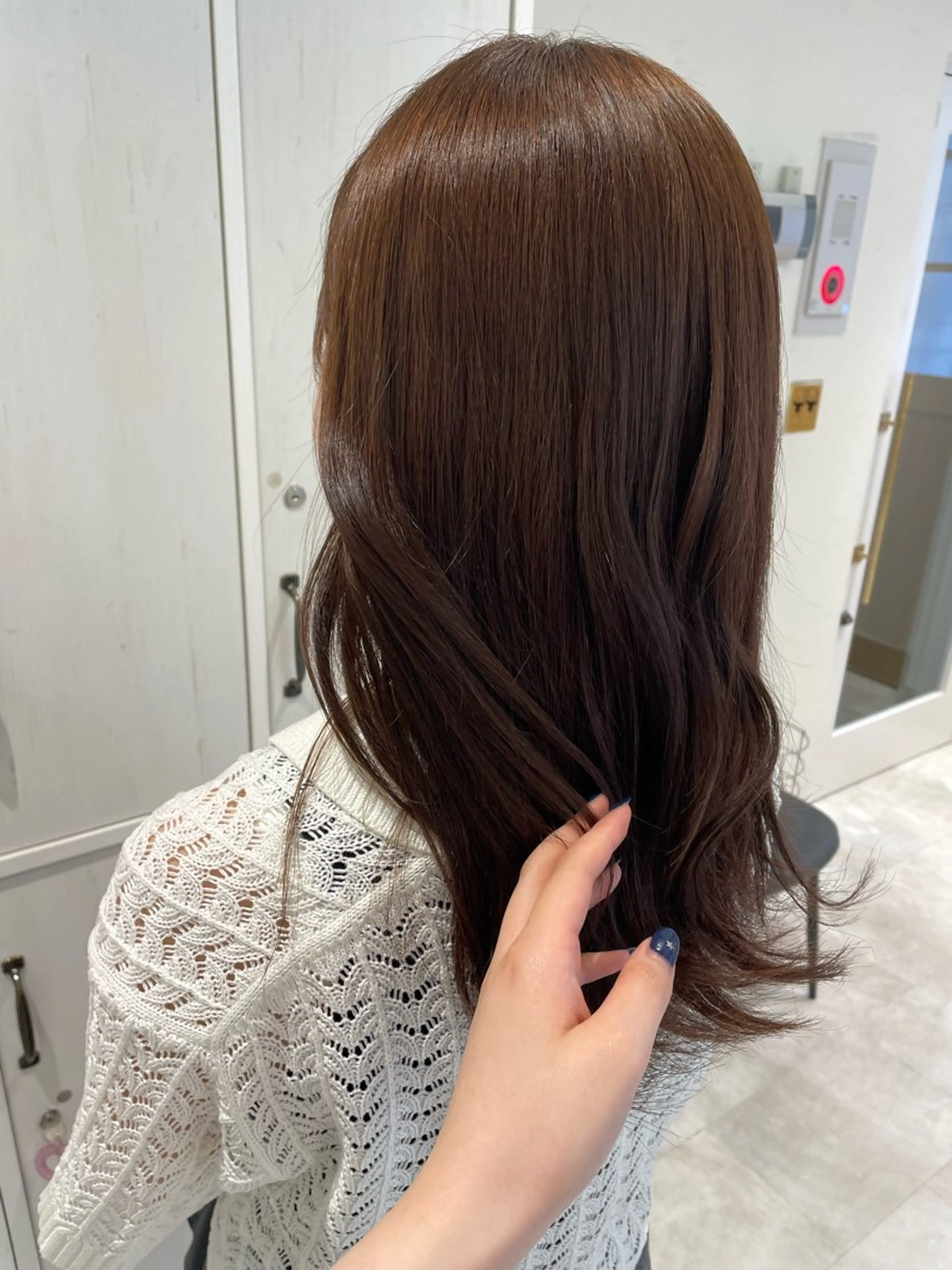 セミロング カラー ヘアアレンジ ブラウンカラー オレンジ オレンジブラウン 🌟当日予約OK🌟 西野楓加のヘアスタイル