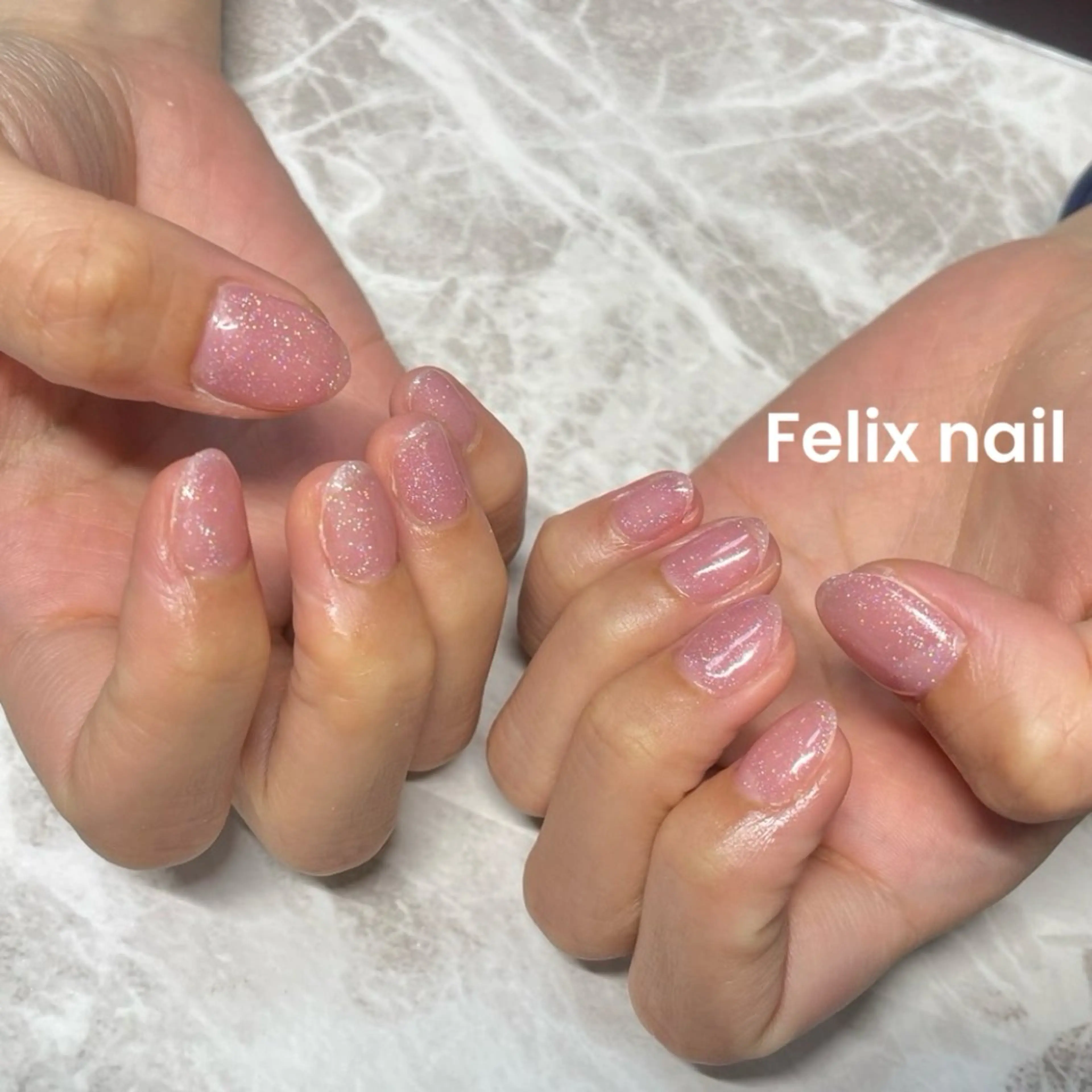 ネイル ラメ(グリッター) ピンク Felix nail 🌼目黒店のネイルデザイン
