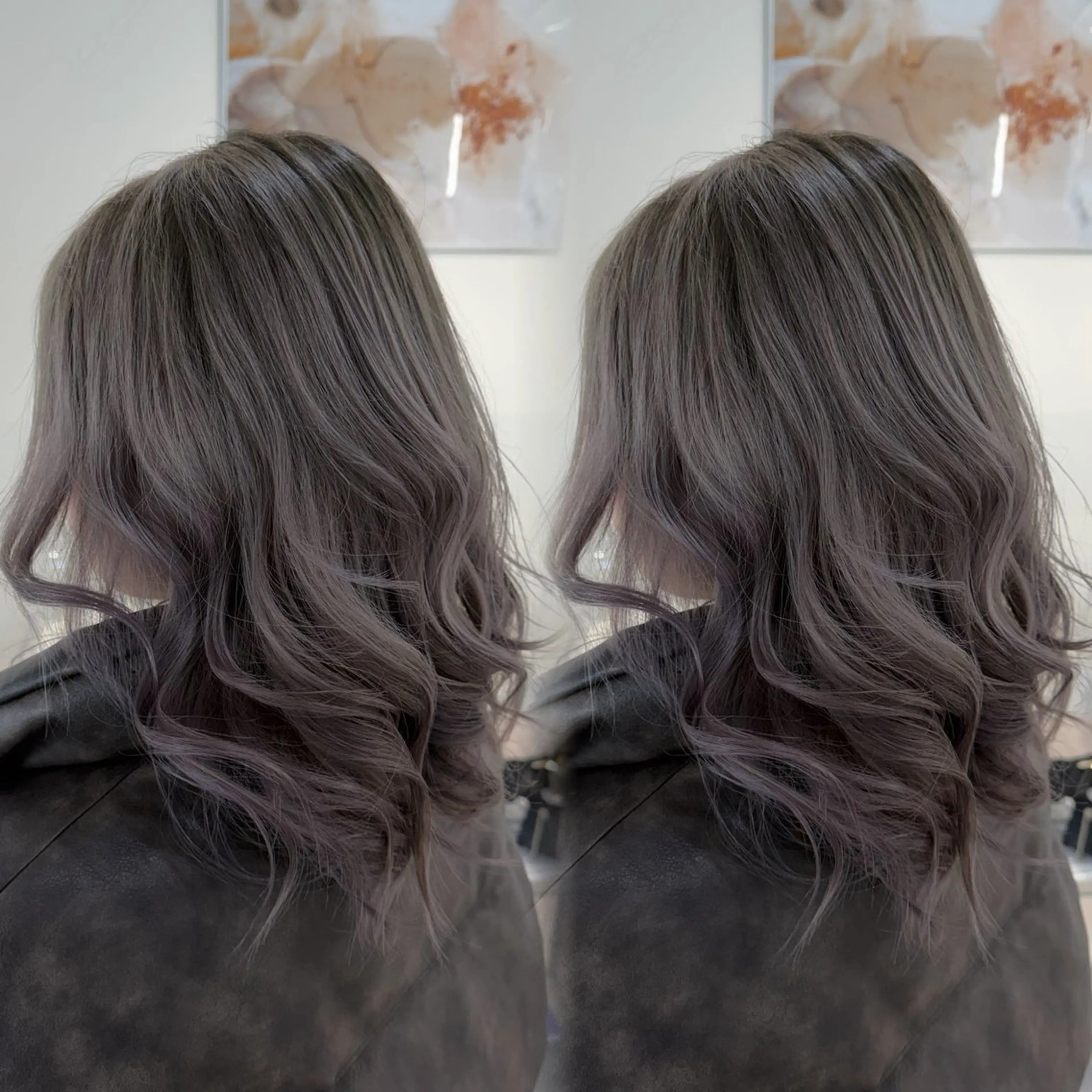 セミロング カラー バレイヤージュ グレージュ レイヤーカット ヘアカラー トリートメント 表参道/ハイライト バレイヤージュのヘアスタイル