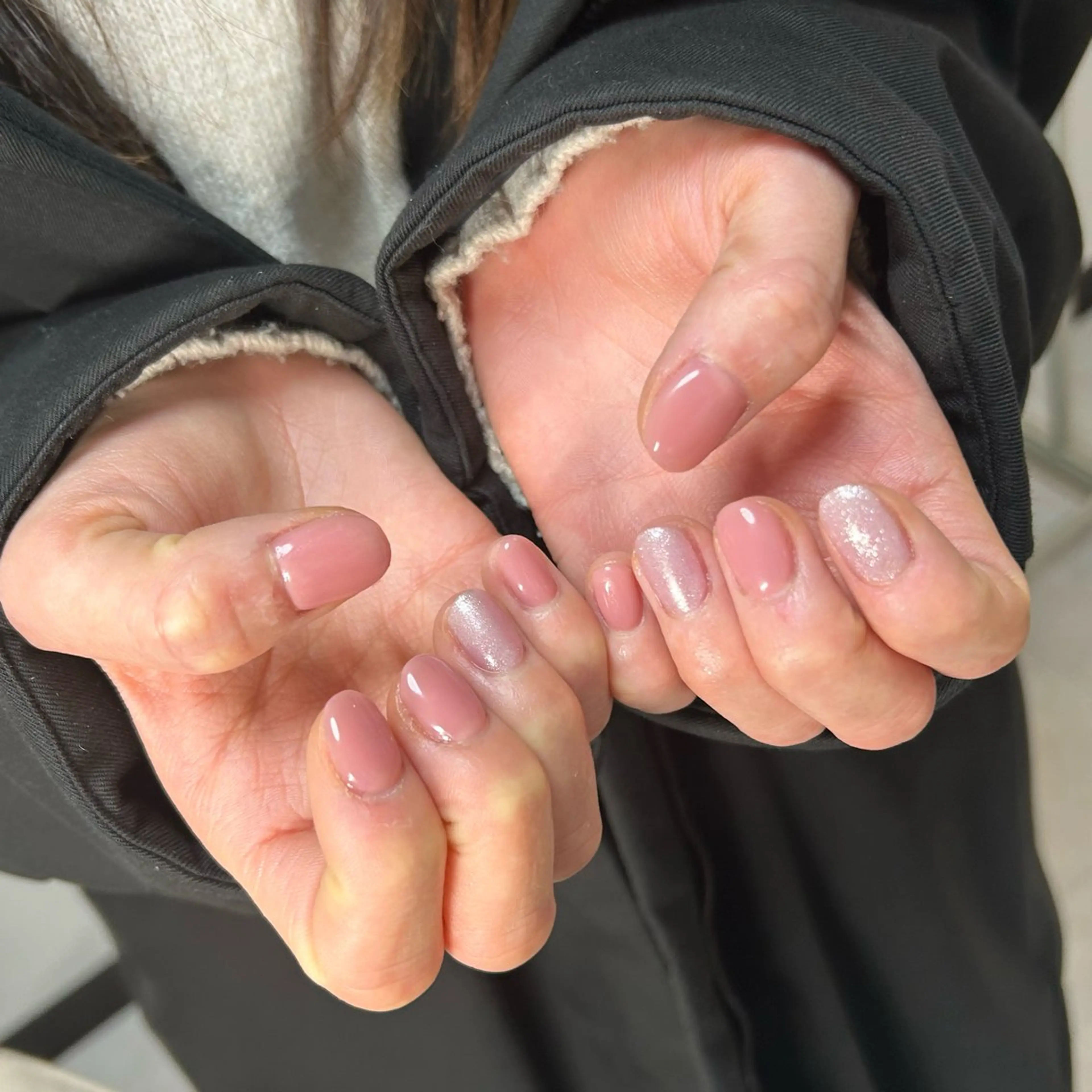 ネイル ブルー ピンク ハンドネイル ten nail salon　かえでのネイルデザイン