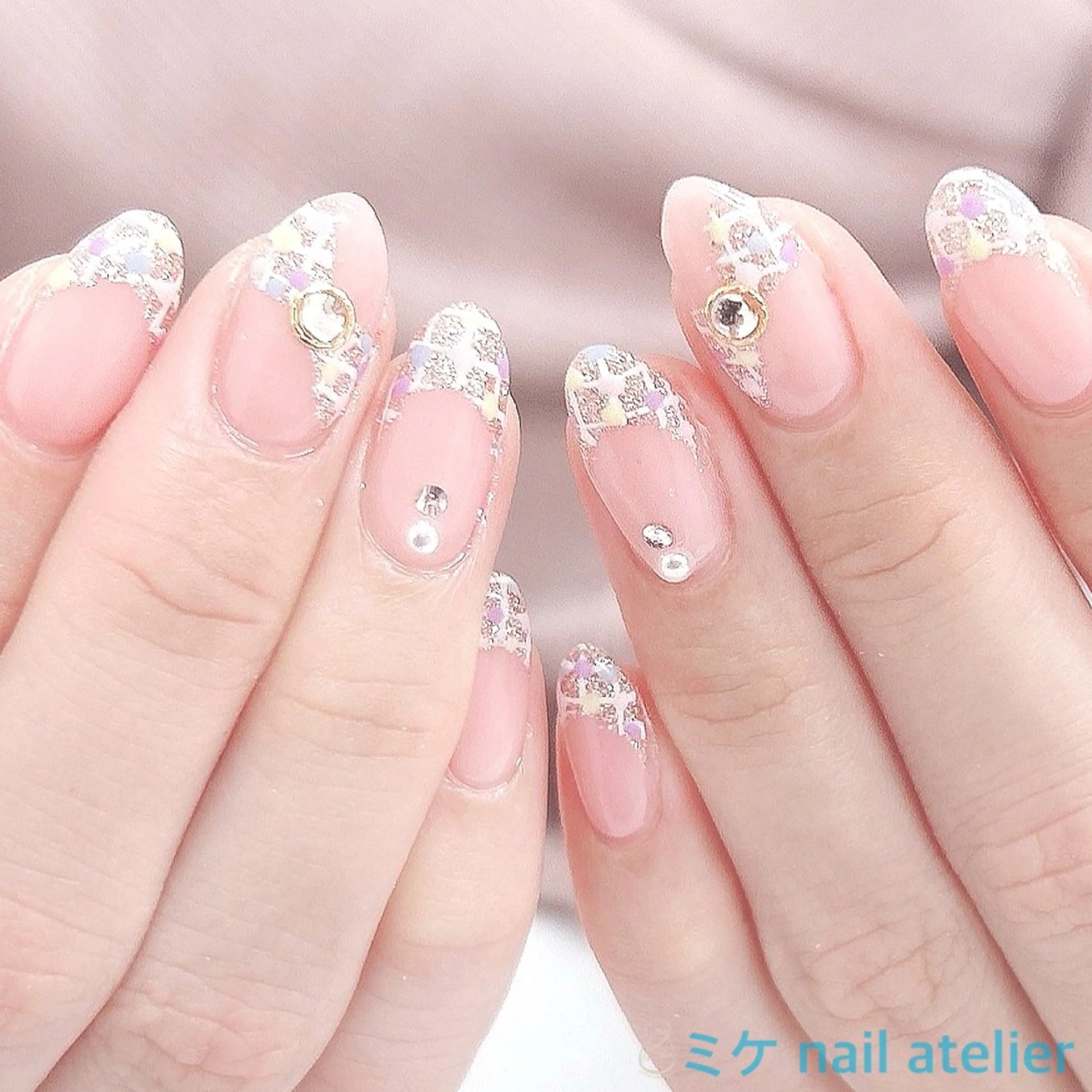 ネイル フレンチネイル ジェルネイル ワンカラーネイル リボン ツイードネイル ハンドネイル h. rikaのネイルデザイン