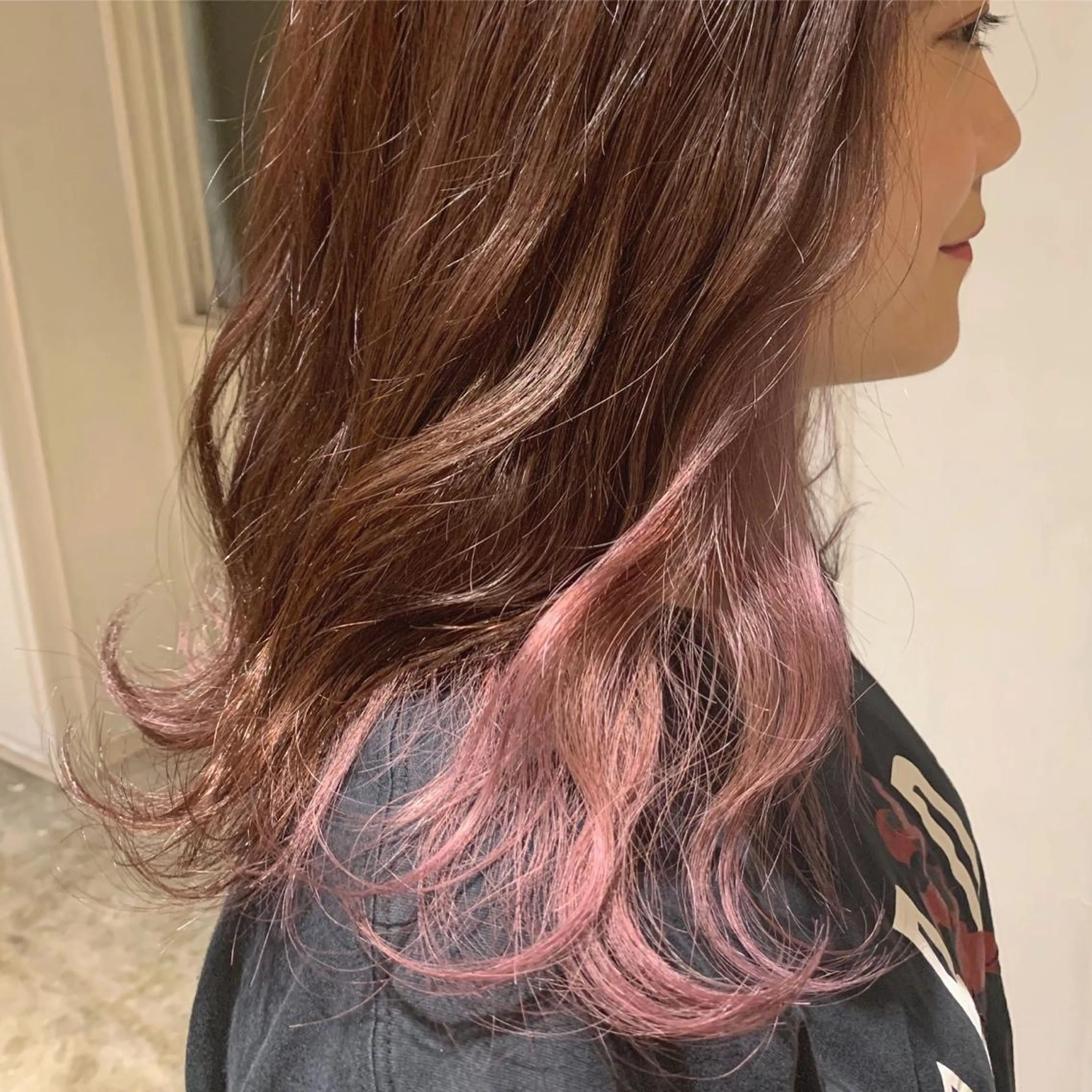 ロング カラー ピンクカラー ヘアカラー トリートメント "小顔カット" Fuko.のヘアスタイル