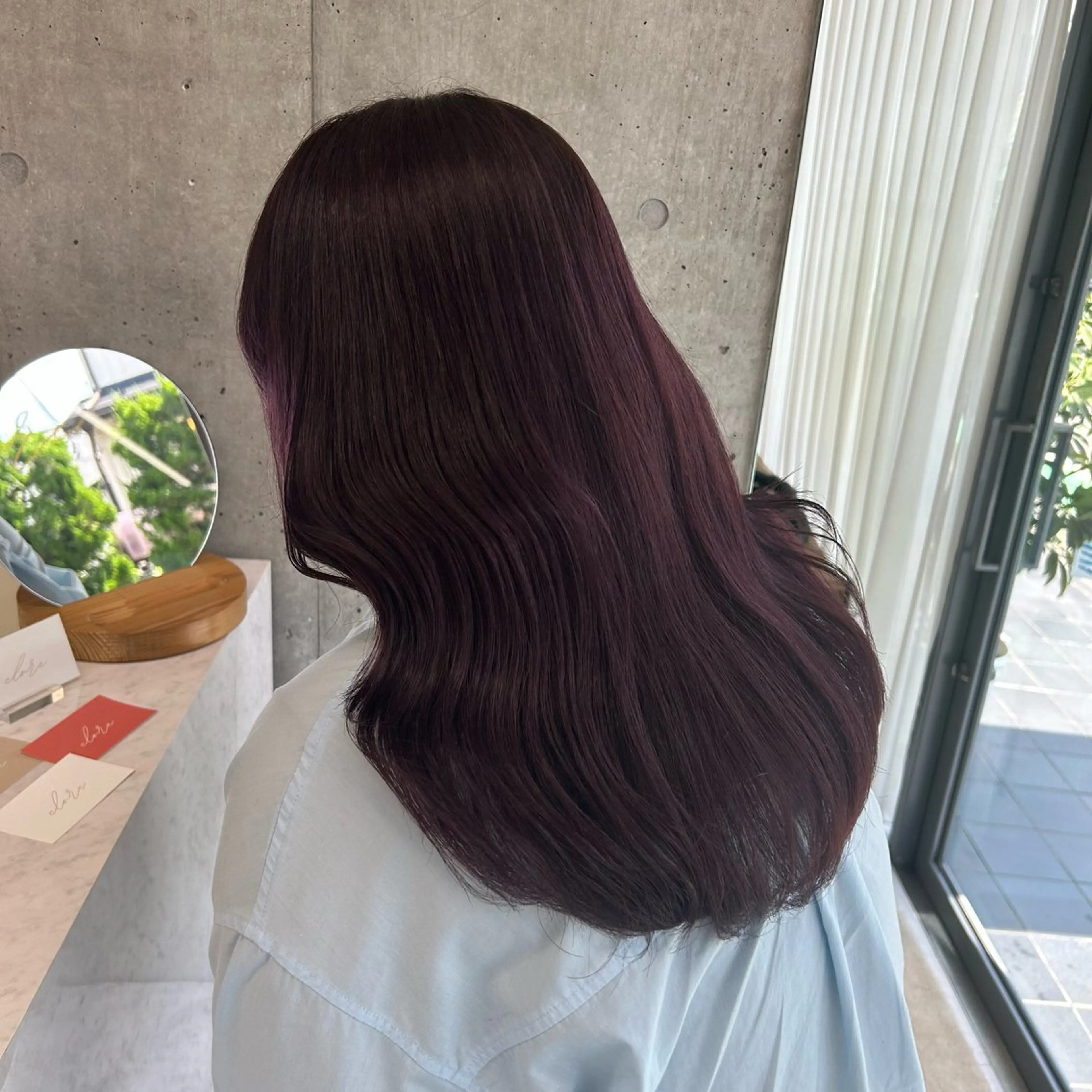 セミロング ピンクラベンダー ヘアカラー トリートメント LOE Yuuka/42🩵のヘアスタイル