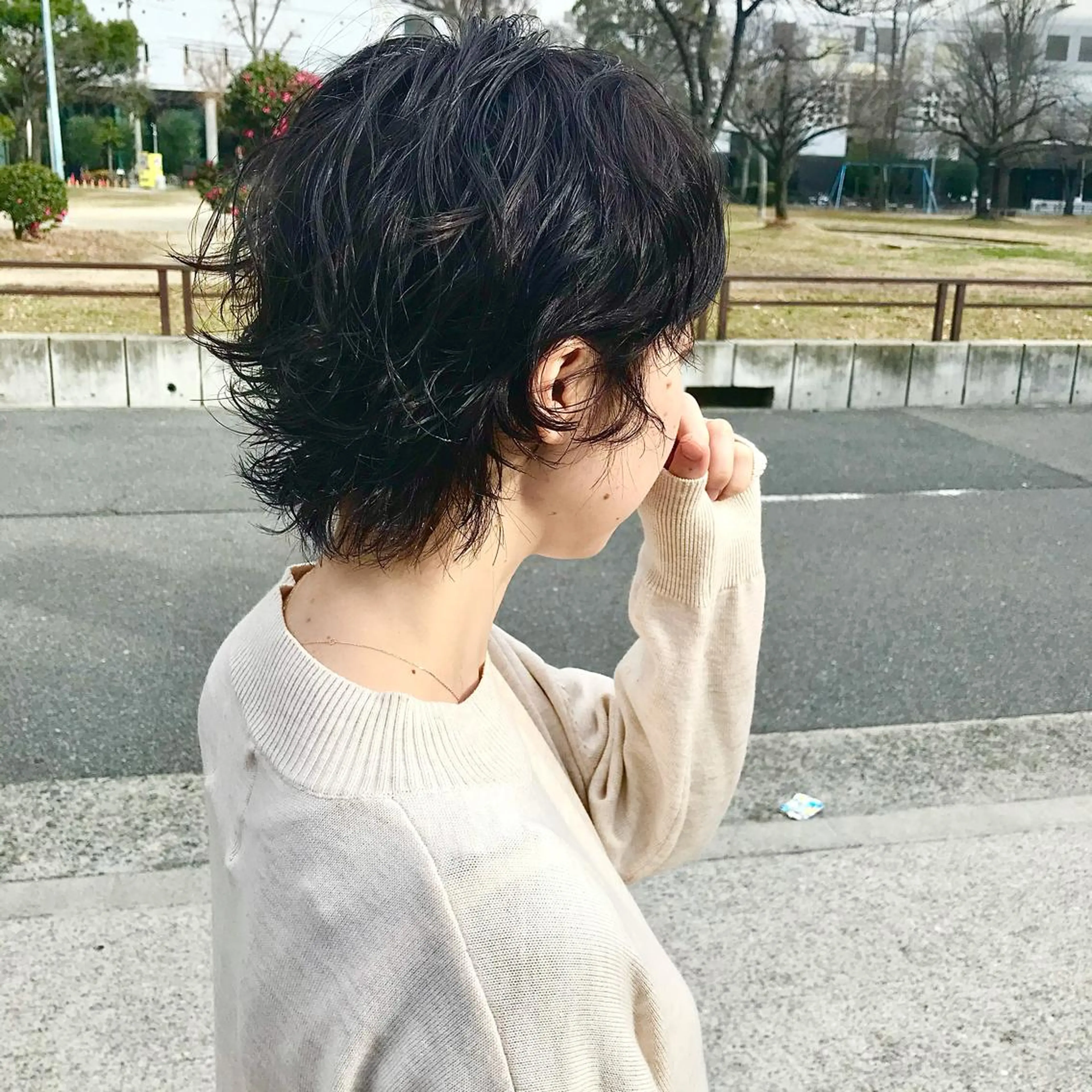 ミディアム カラー パーマ ミディアムパーマ ウルフカット カット ヘアカラー トリートメント tatsumi/ボブ ウルフ/レイヤーのヘアスタイル