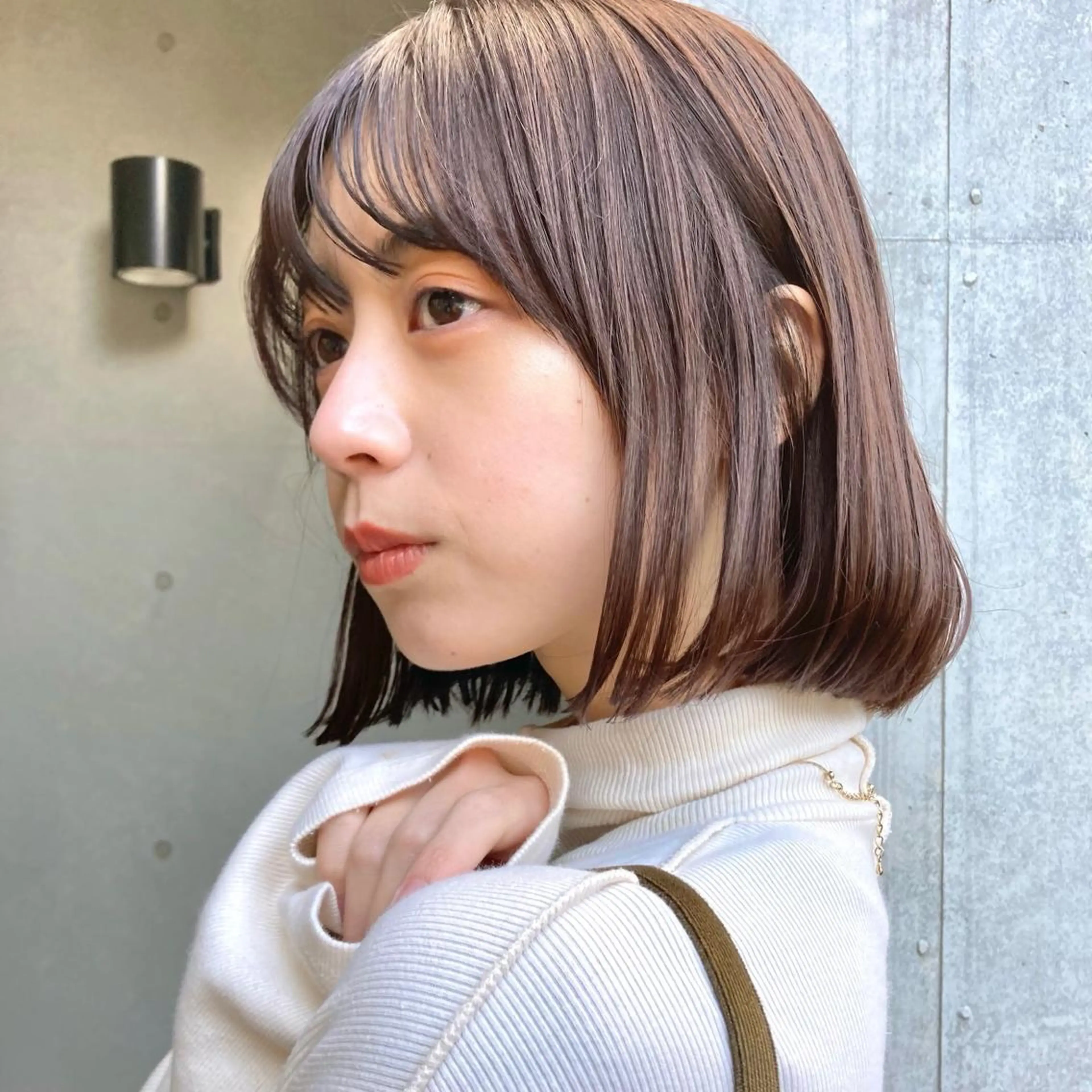 ミディアム カラー 暖色/艶髪/ボブ/ ショート/Ayaのヘアスタイル