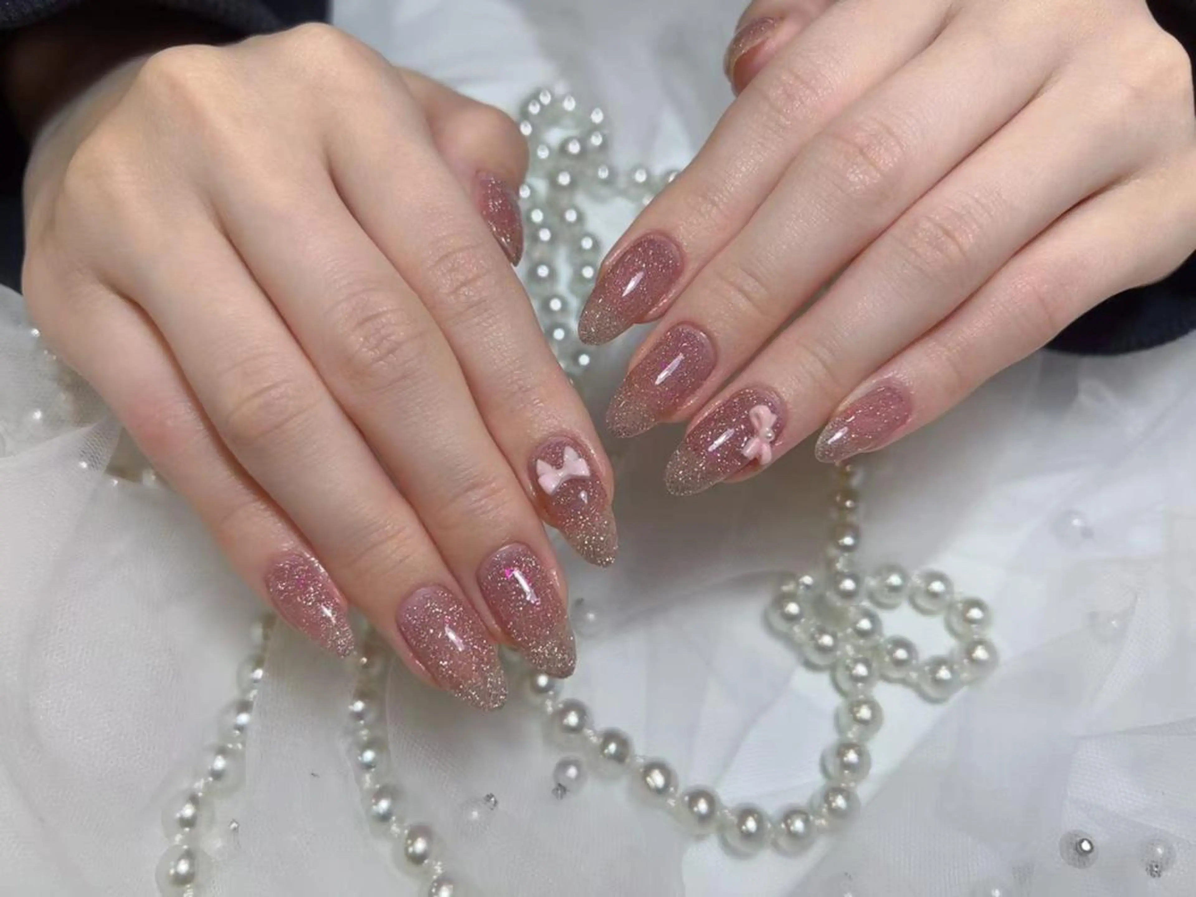 ネイル フラッシュネイル ジェルネイル マグネットネイル リボン ソフトジェル ハンドネイル ハンドケア ecrin nail 錦糸町(るい)のネイルデザイン