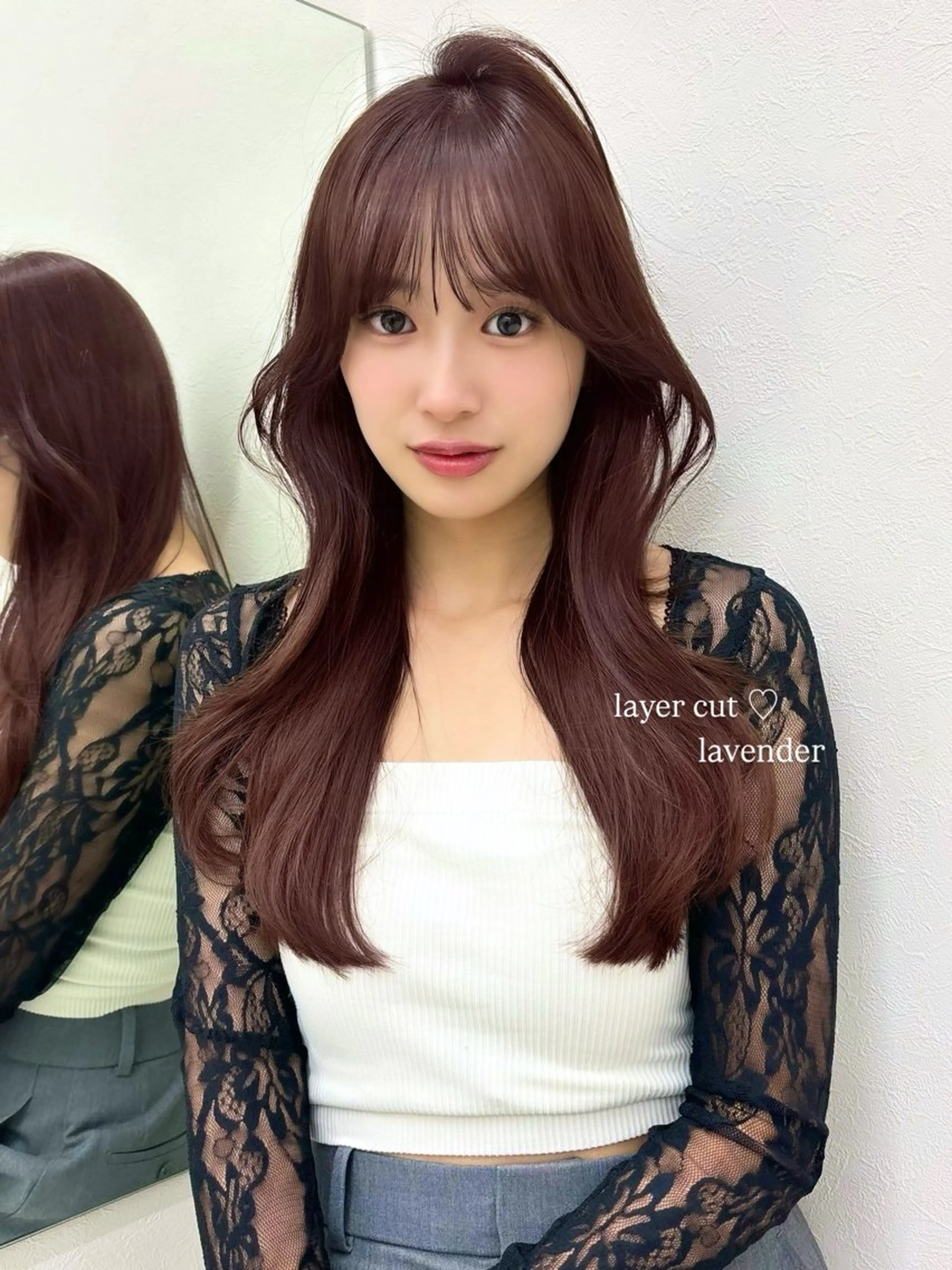 ロング カラー ヘアアレンジ 透明感カラー ラベンダーカラー くびれヘア レイヤーカット momo /レイヤー/暖色のヘアスタイル