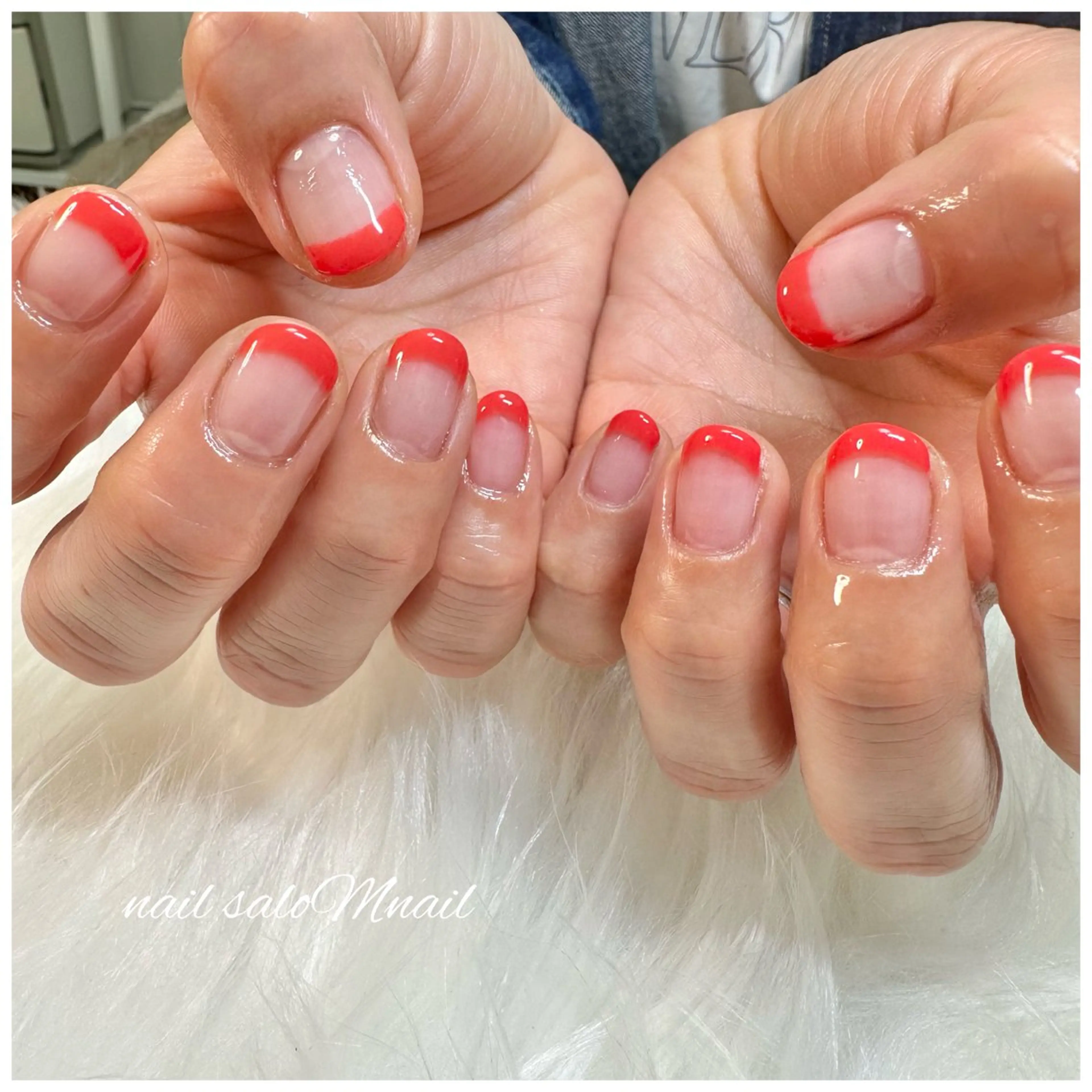 ネイル フレンチネイル オレンジ Mnail ちひろのネイルデザイン