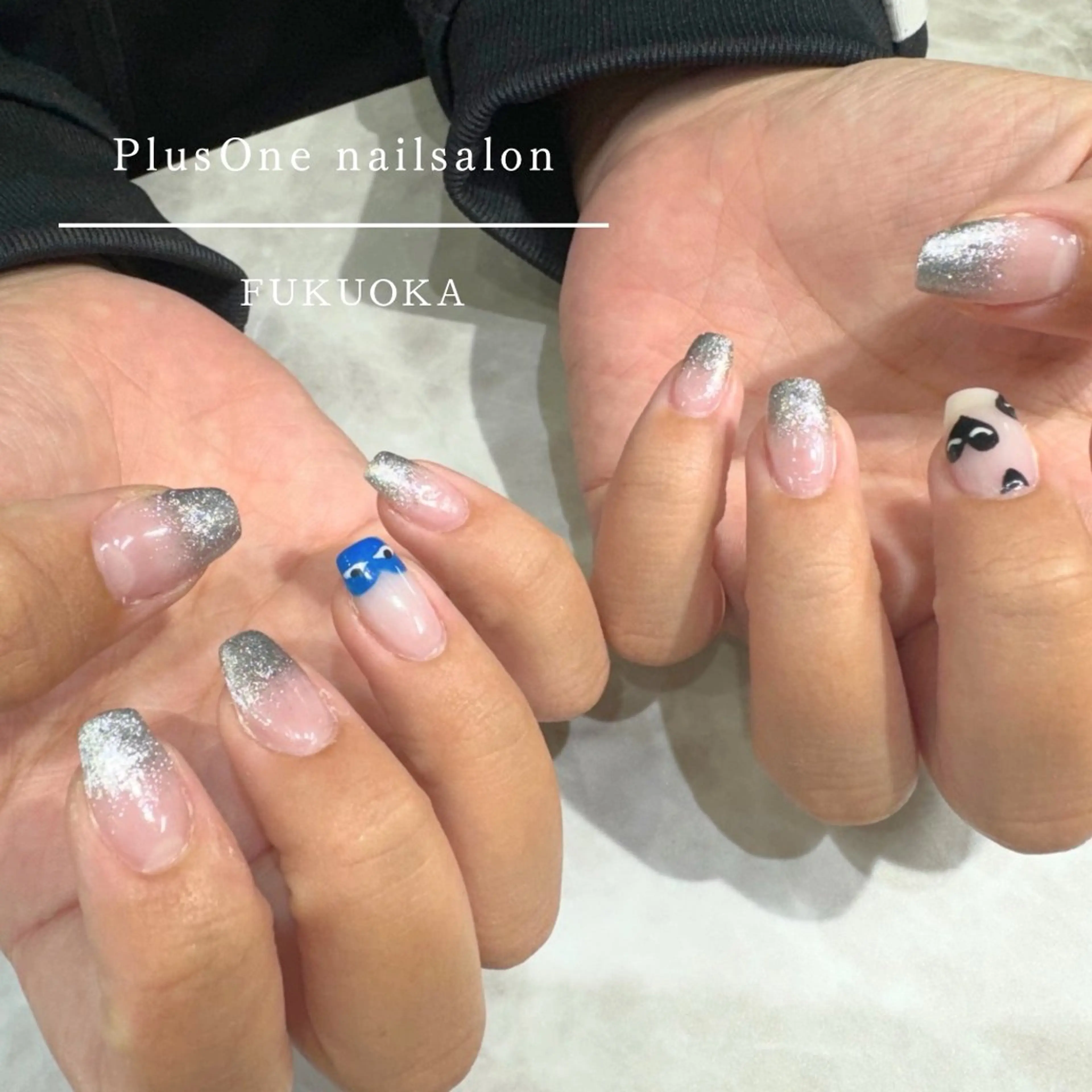 ネイル アートネイル ブルー 長さ出し ジェルネイル ハート 粕屋ネイル&耳つぼ 🫧Natsumiのネイルデザイン