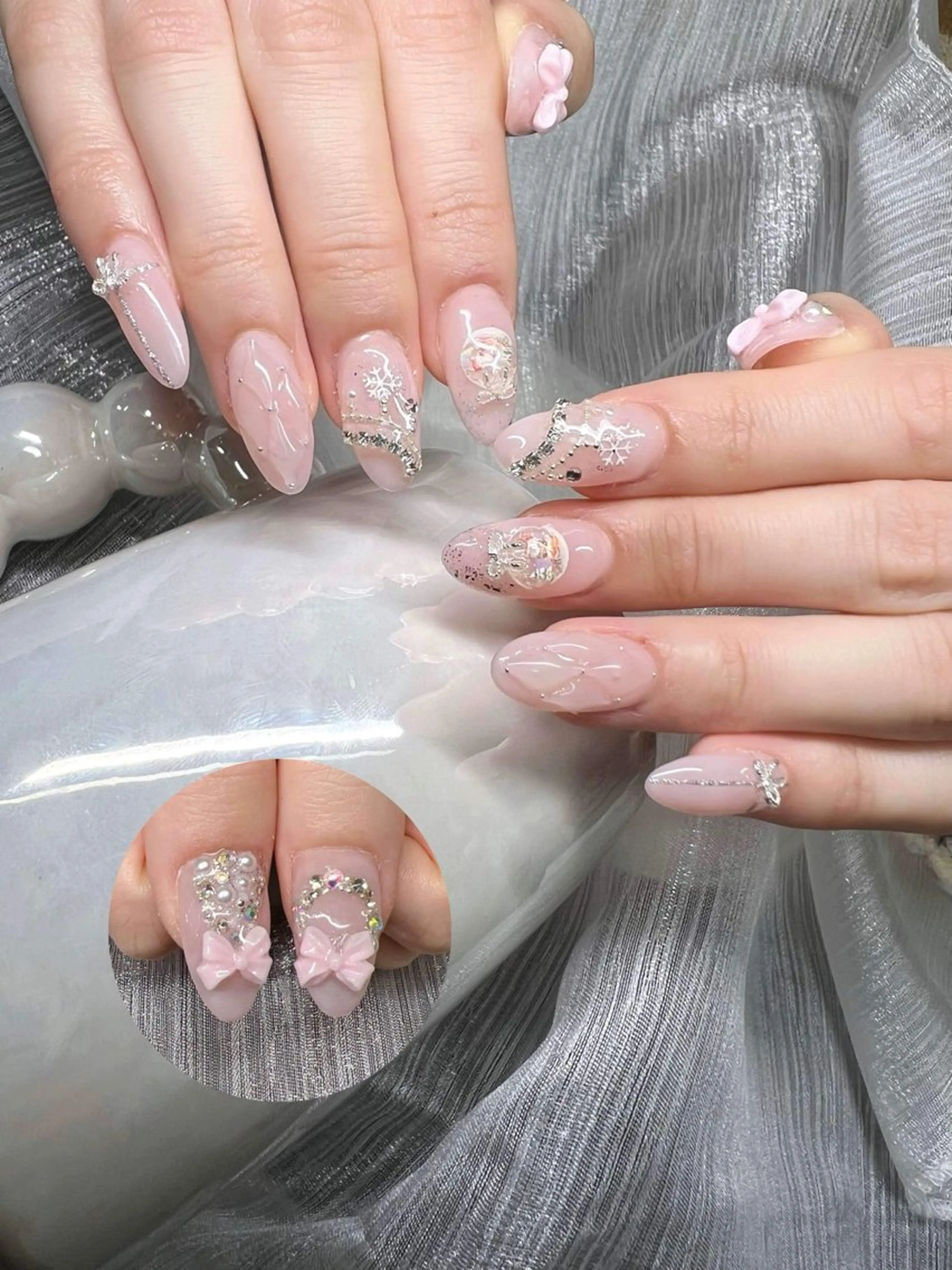 ネイル オーロラネイル チークネイル 長さ出し フットネイル フレンチネイル Lee Nails チップ長さだし専門店のネイルデザイン