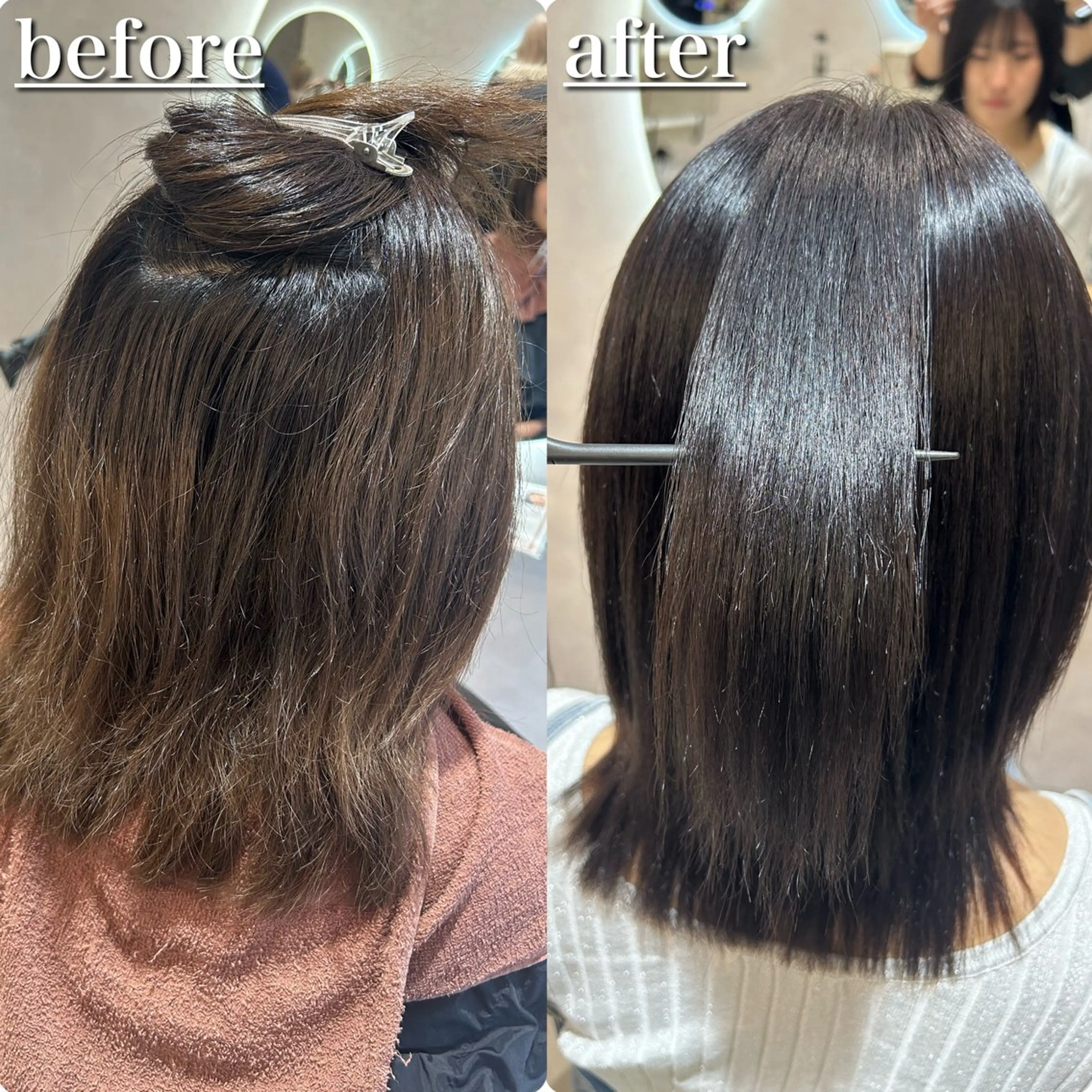 【✨️艶髪×透明感✨️】酸性縮毛矯正＋艶カラー＋カット＋後処理Tr🎀￥29700の写真