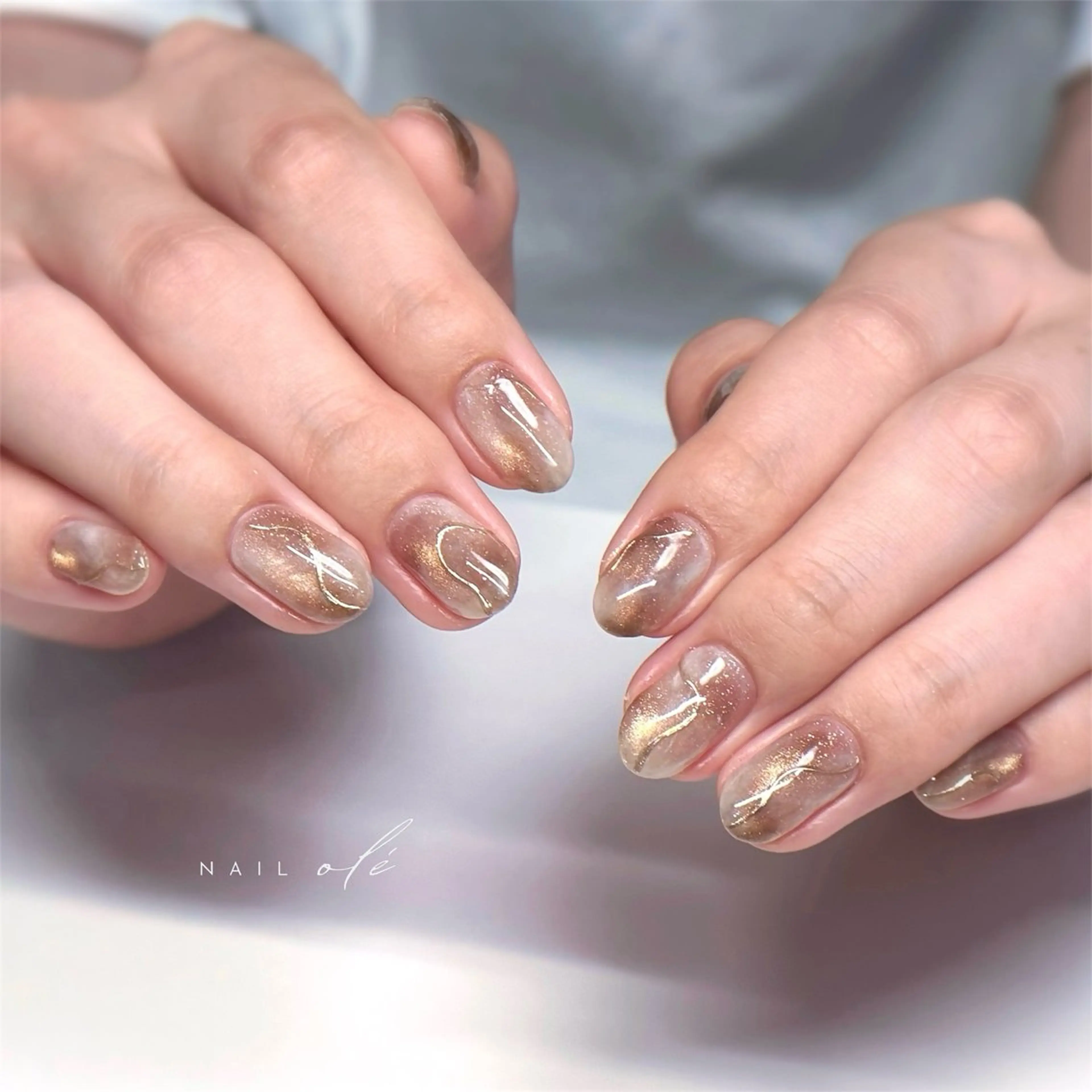 ネイル ブラウン ニュアンスネイル シンプルネイル ハンドネイル NAIL oleのネイルデザイン