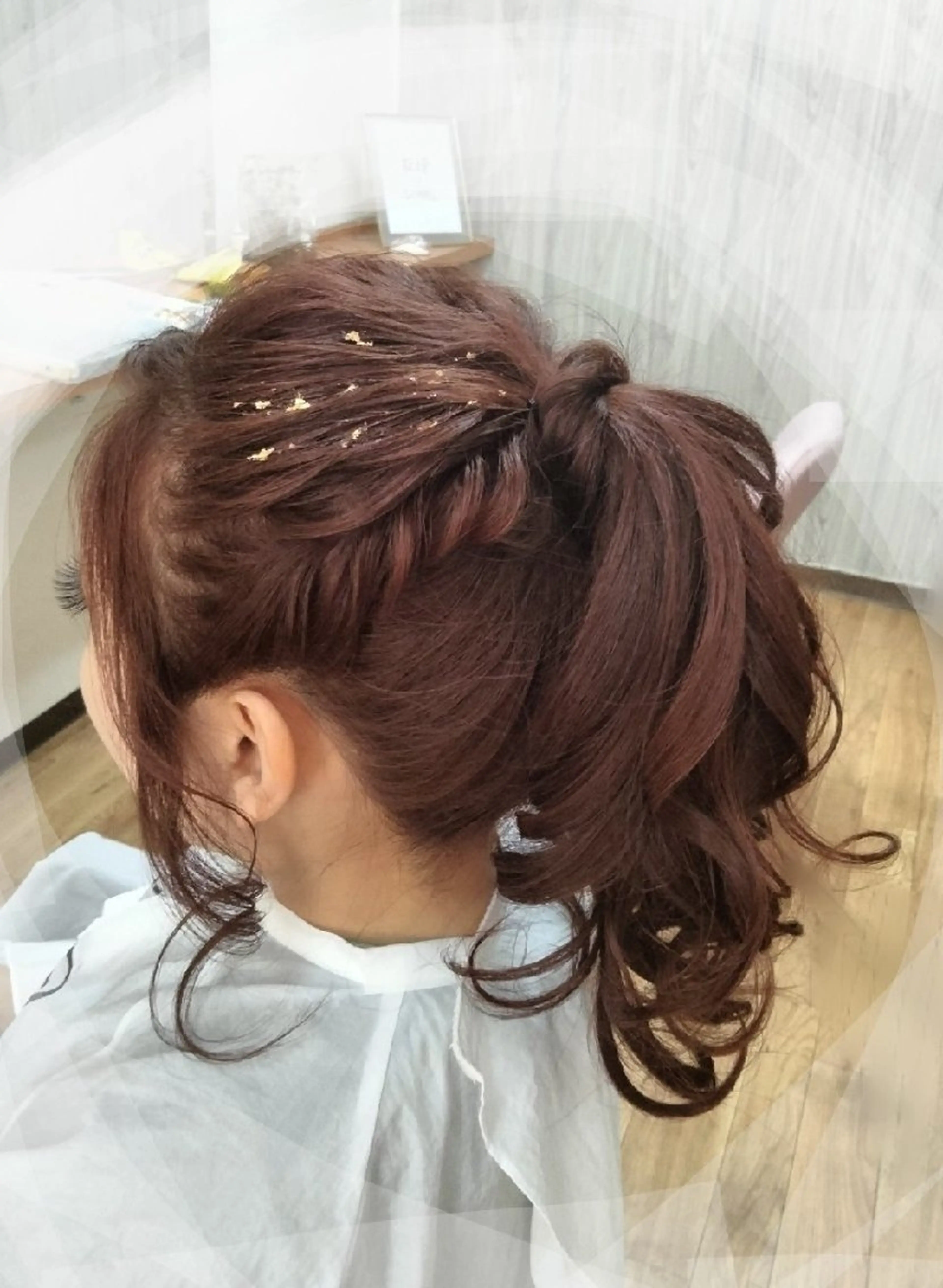 ヘアアレンジ ポニーテール ヘアセット 花魁変幻処 椛かぐら inヘアサロンクレアのマツエク・マツパデザイン