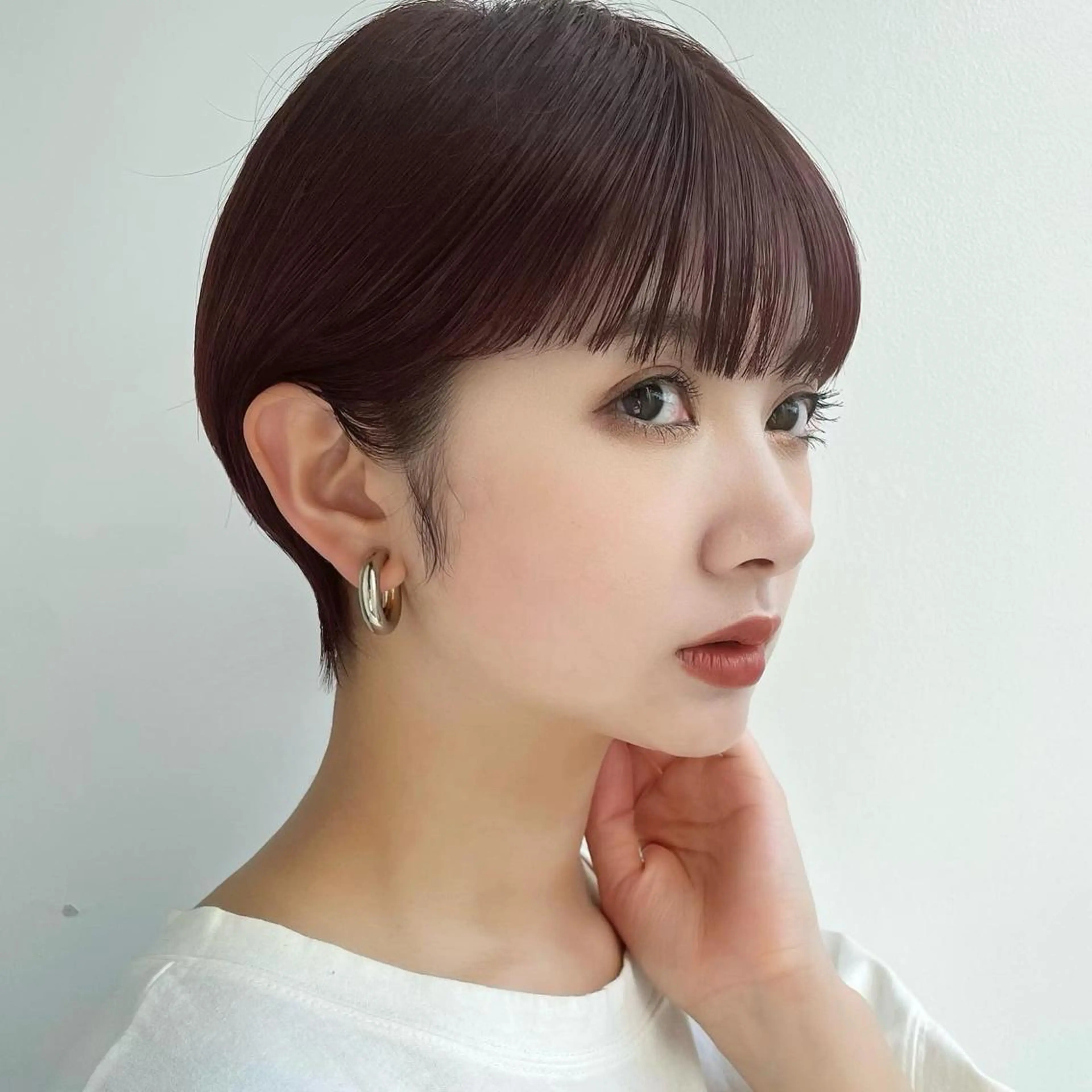 ショート カラー ピンクカラー ショートヘア レイヤー/ショート透 明感カラー/西田祐賀のヘアスタイル