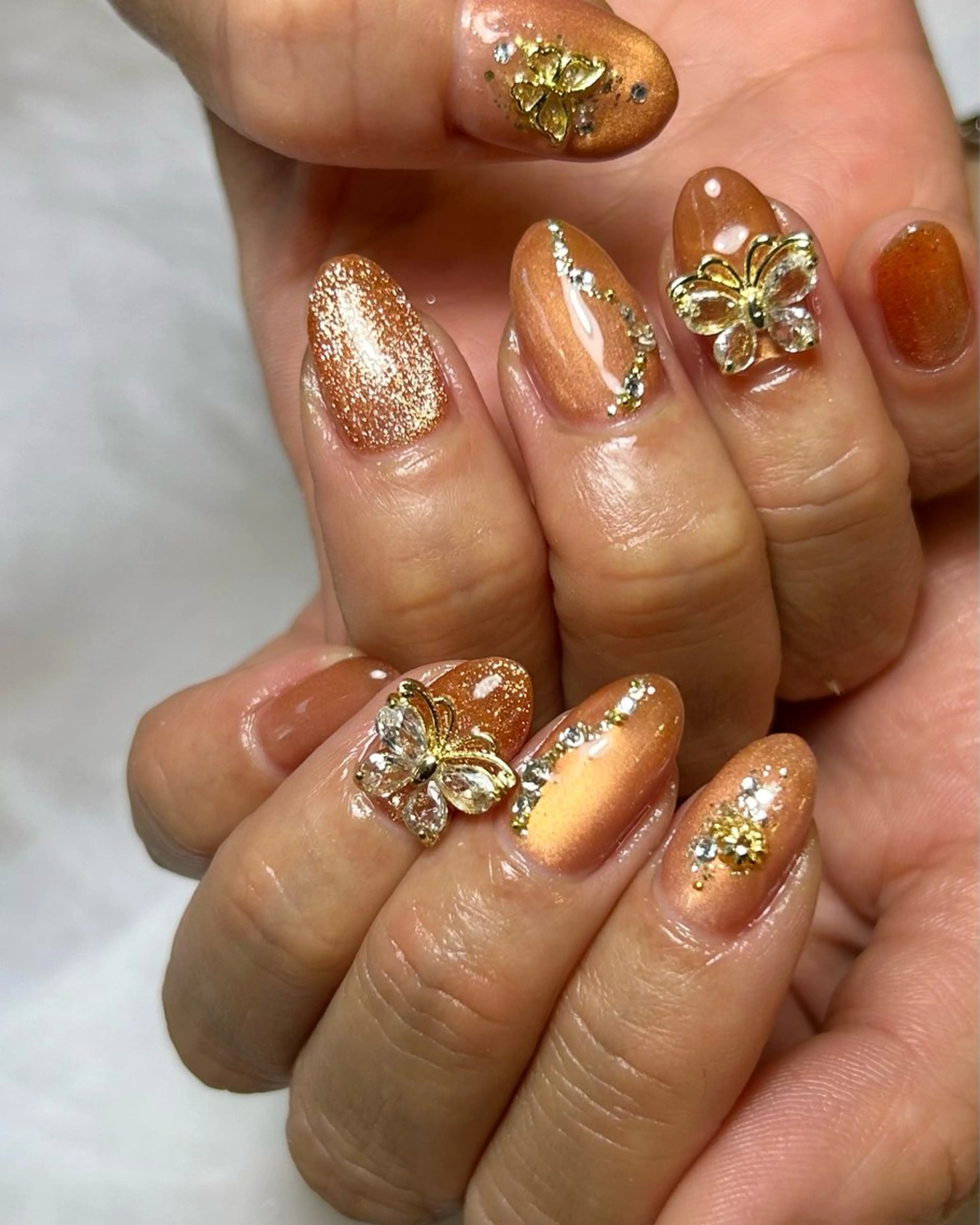 ネイル オレンジ ハンドネイル Reflection marikoのネイルデザイン