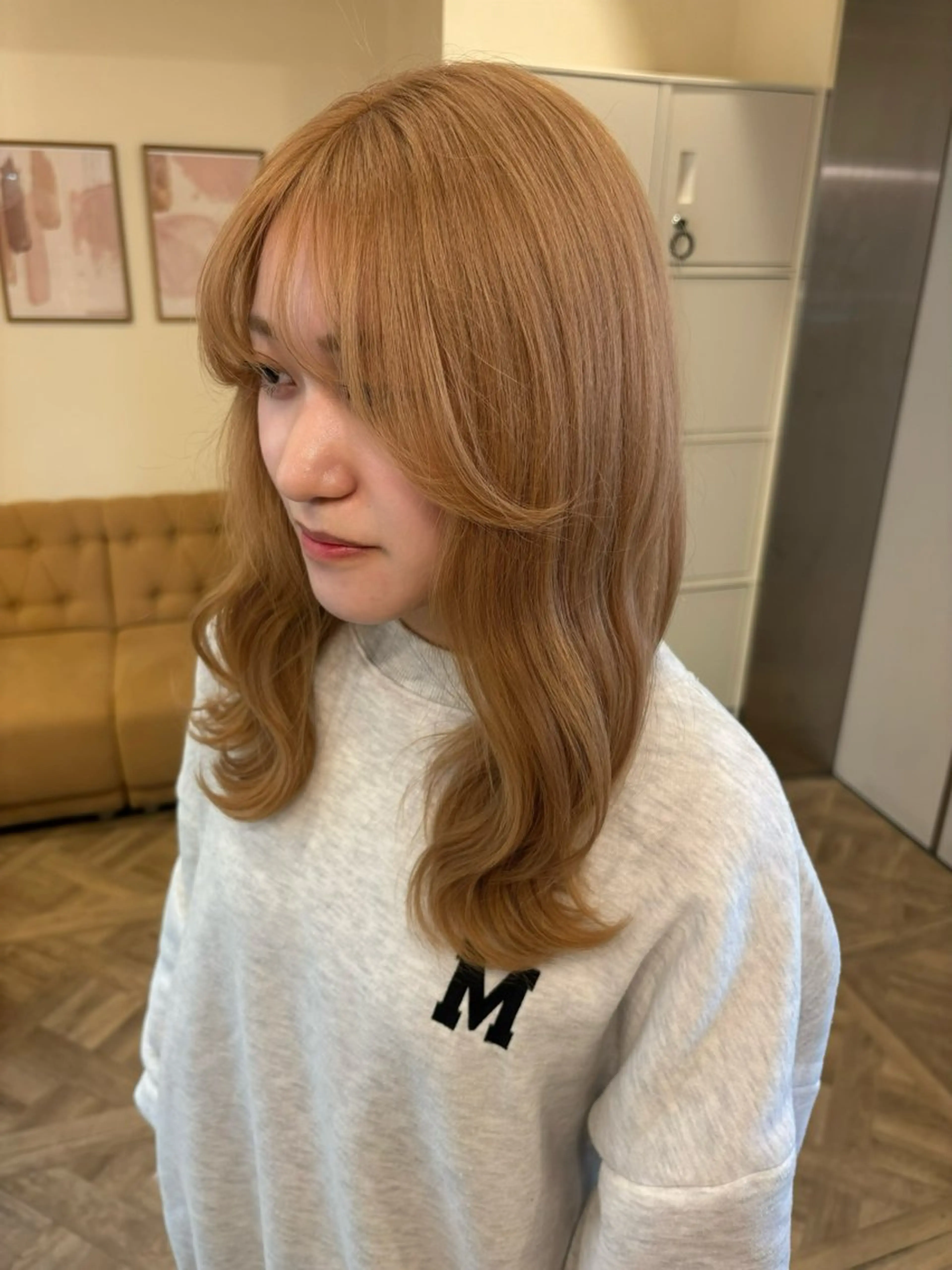 セミロング カラー ヘアカラー トリートメント ミルクティ/ピンク/ レイヤー/yuriaのヘアスタイル