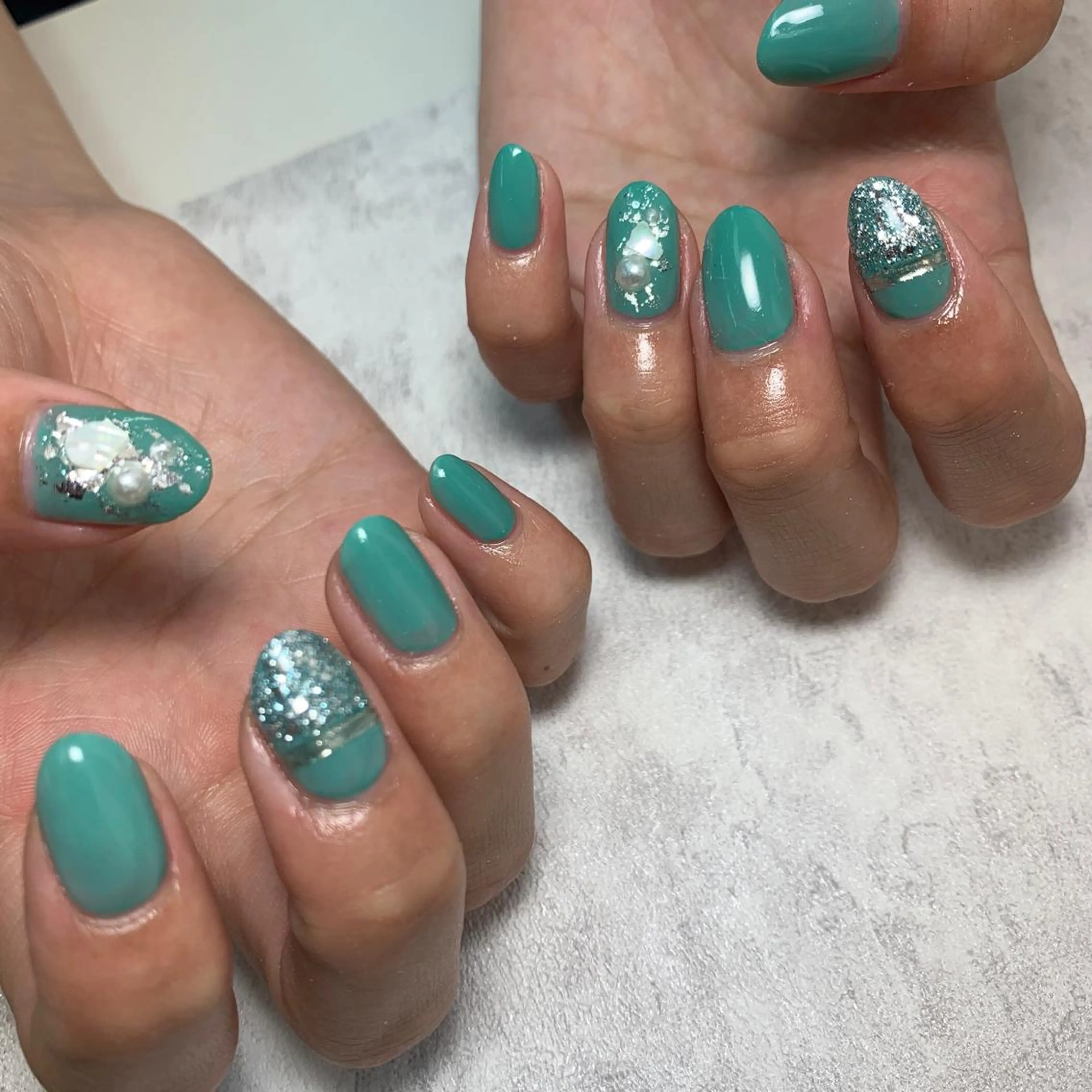 ネイル グリーン Li aile eye&nailのマツエク・マツパデザイン