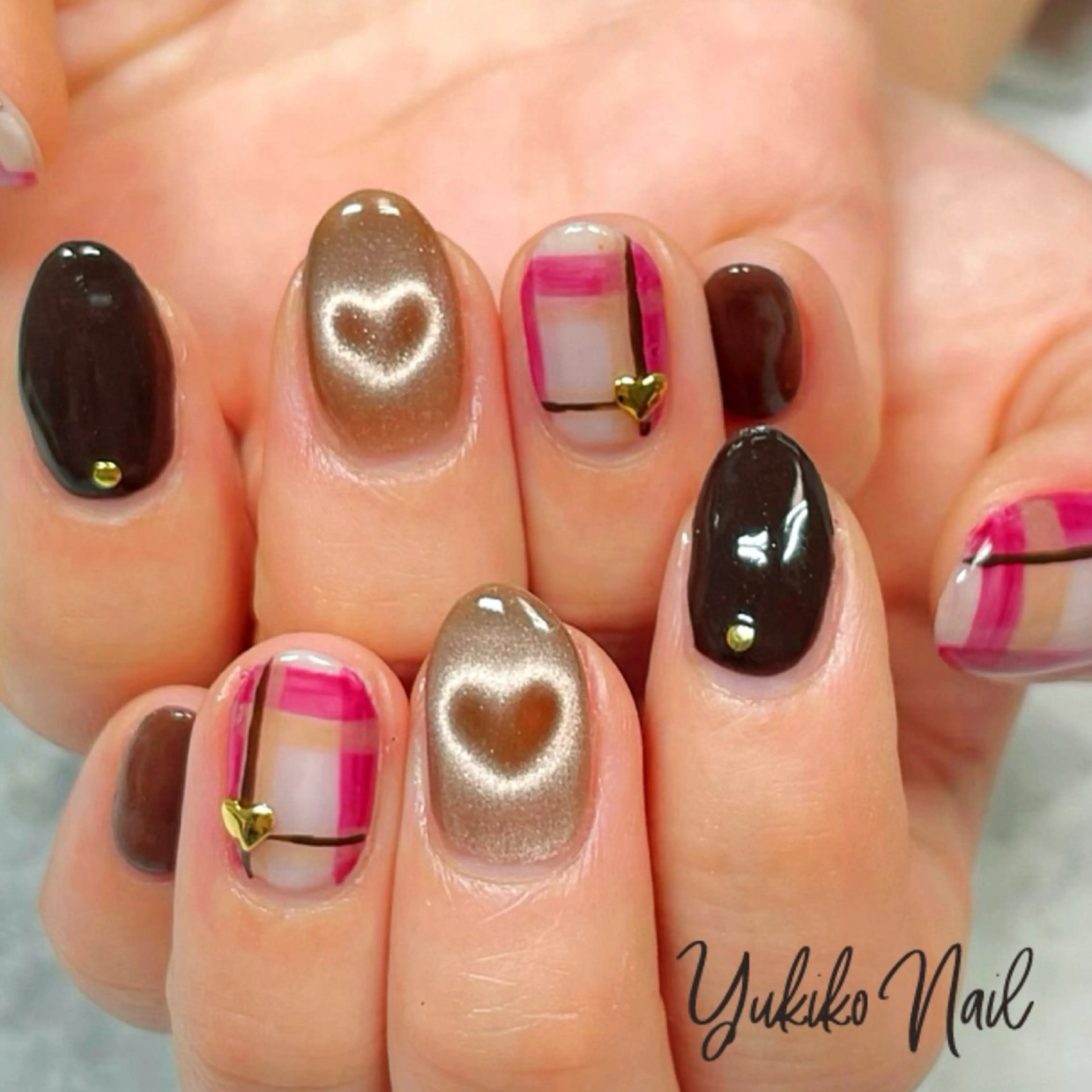 ネイル ハート マグネットネイル 冬ネイル ユキコ ネイルのネイルデザイン