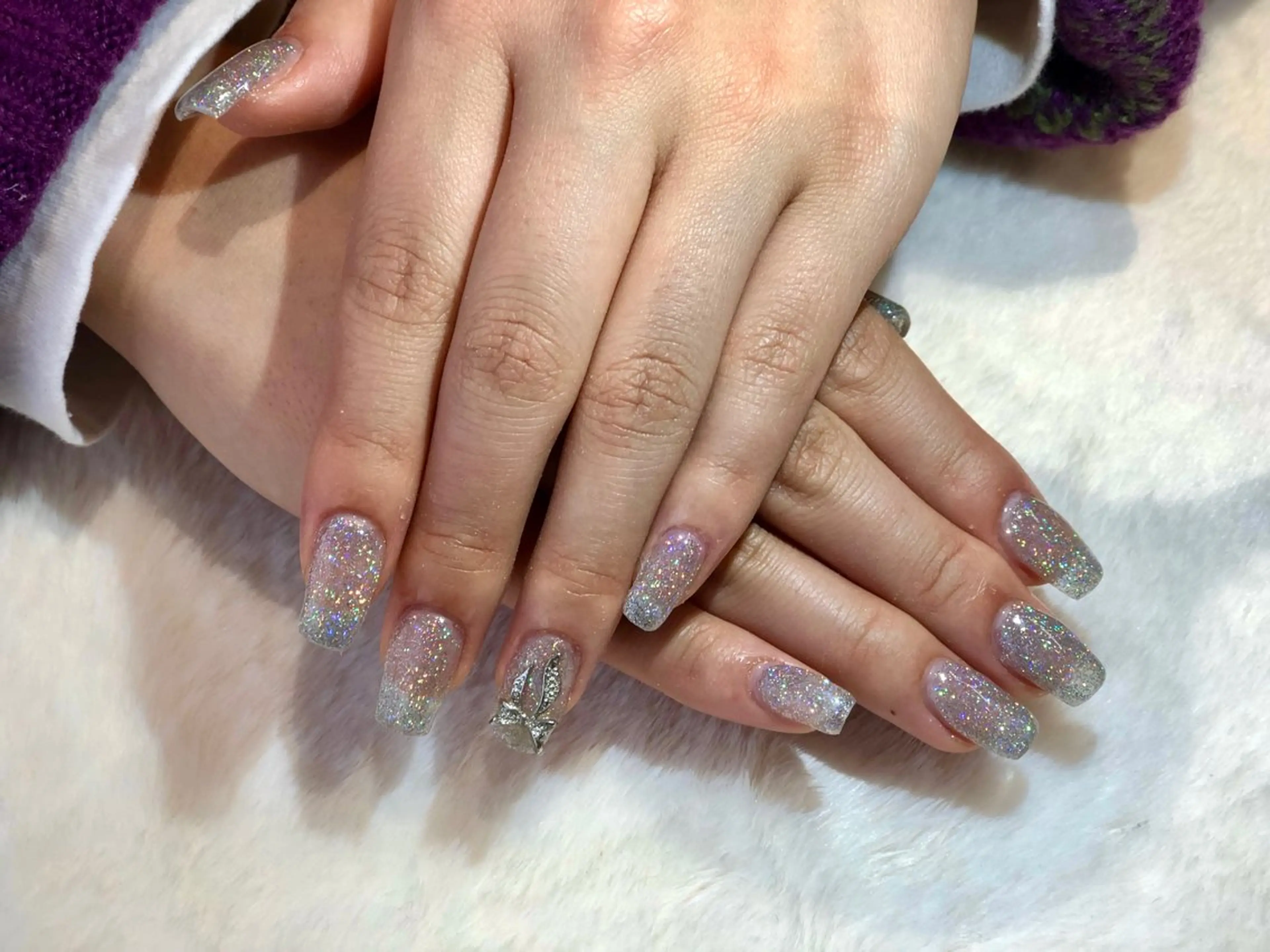 ネイル 長さ出し フラッシュネイル リボン 心斎橋Salon Epokkuのネイルデザイン