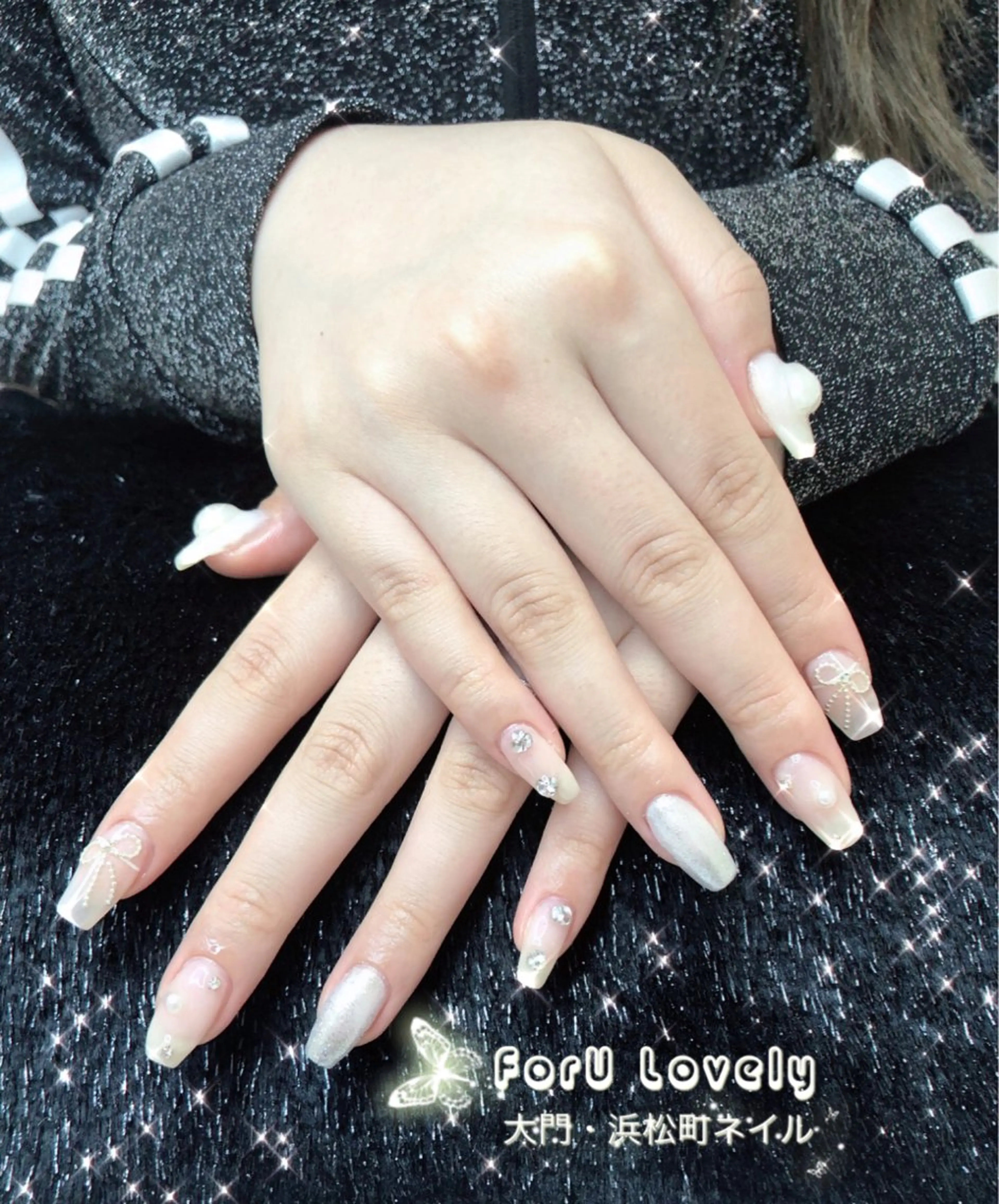ネイル オーロラネイル フットネイル フレンチネイル ジェルネイル ハート 大門浜松町 ネイルのネイルデザイン