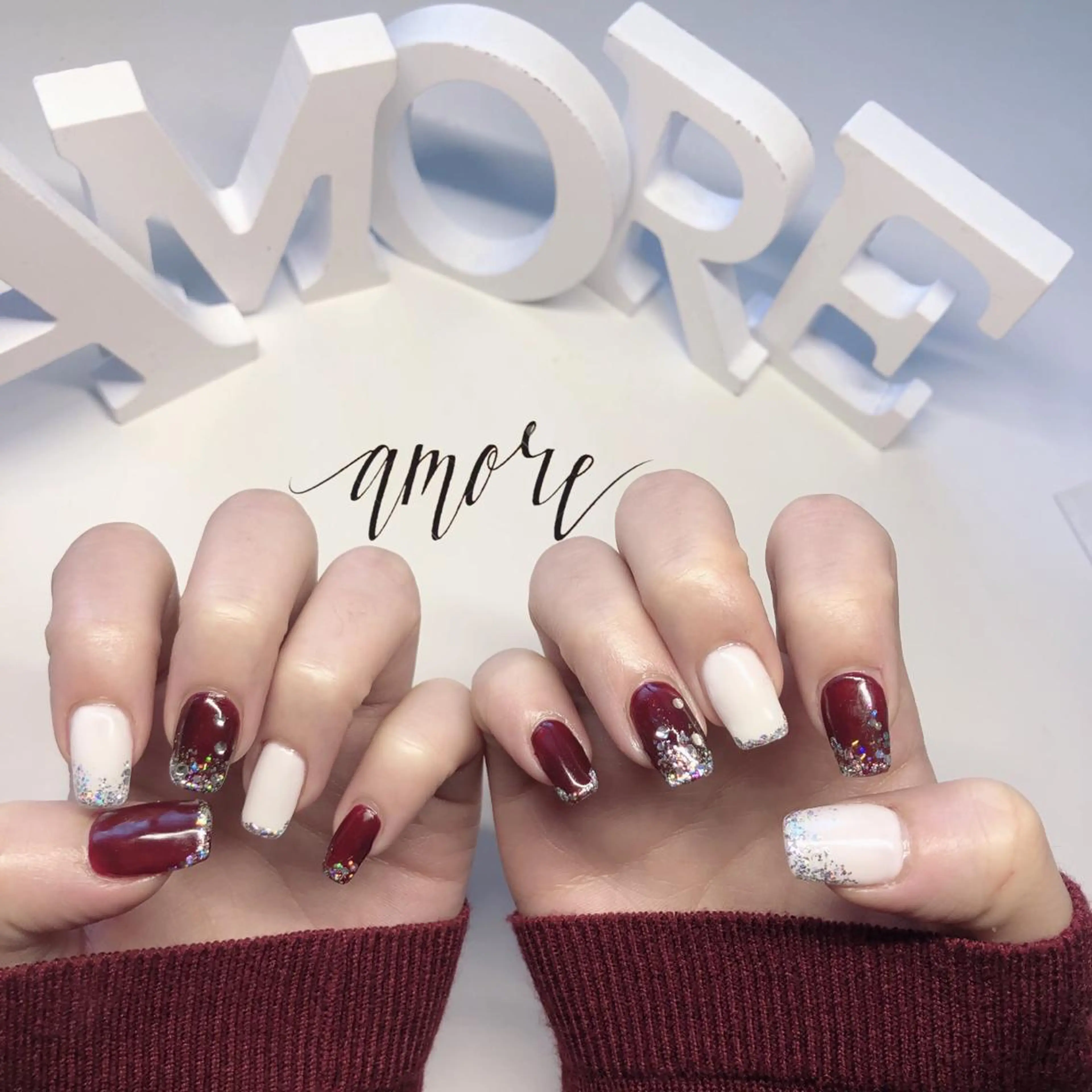 ネイル フレンチネイル ジェルネイル ラメ(グリッター) ニュアンスネイル 冬ネイル You kyehwaのネイルデザイン