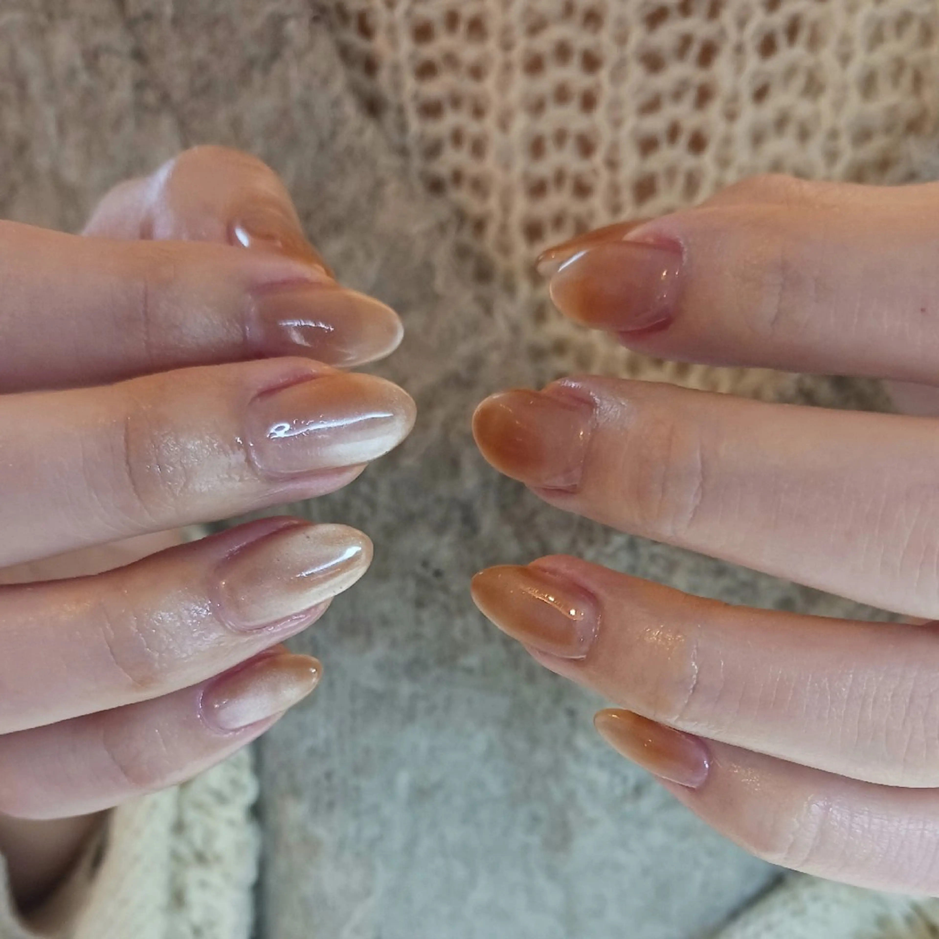 ネイル ジェルネイル マグネットネイル 持ち込み ワンカラーネイル オレンジ ハンドネイル owlnail /持込みデザイン専門のネイルデザイン