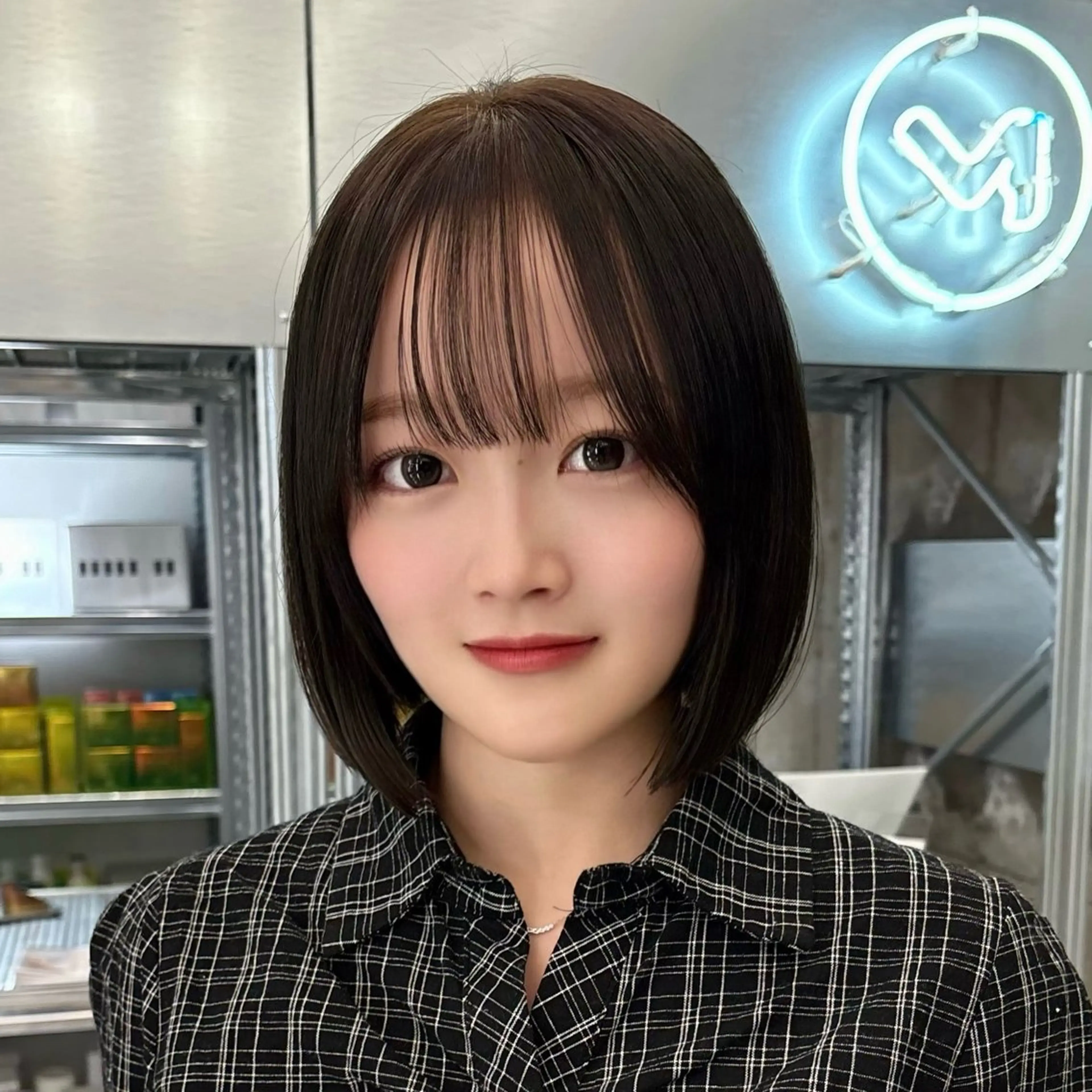 ミディアム カラー カット ヘアカラー トリートメント ✨縮毛矯正/ボブ✨ 佐藤 さくらのヘアスタイル