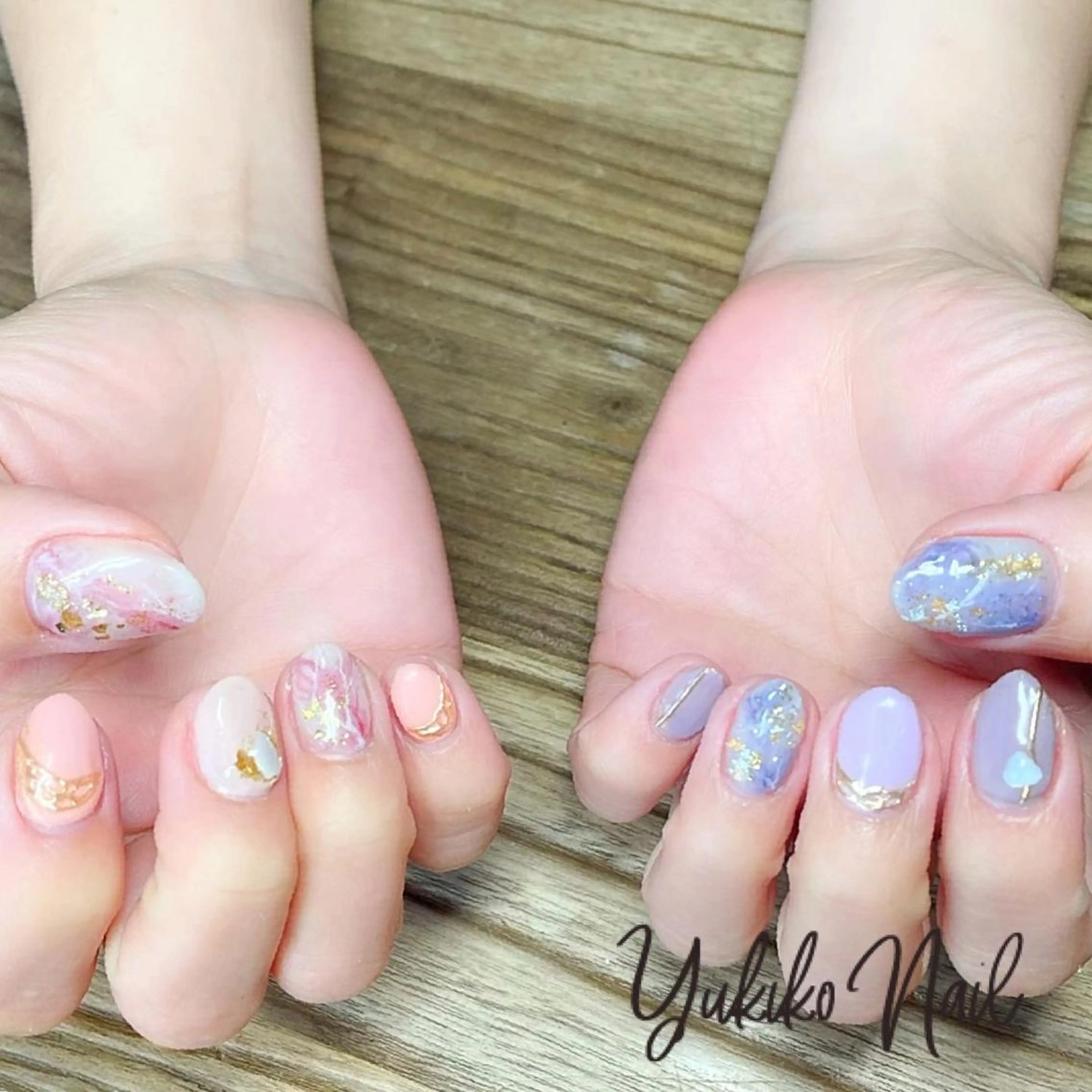 ネイル 大理石ネイル(マーブル) 持ち込み ハンドネイル ユキコ ネイルのネイルデザイン