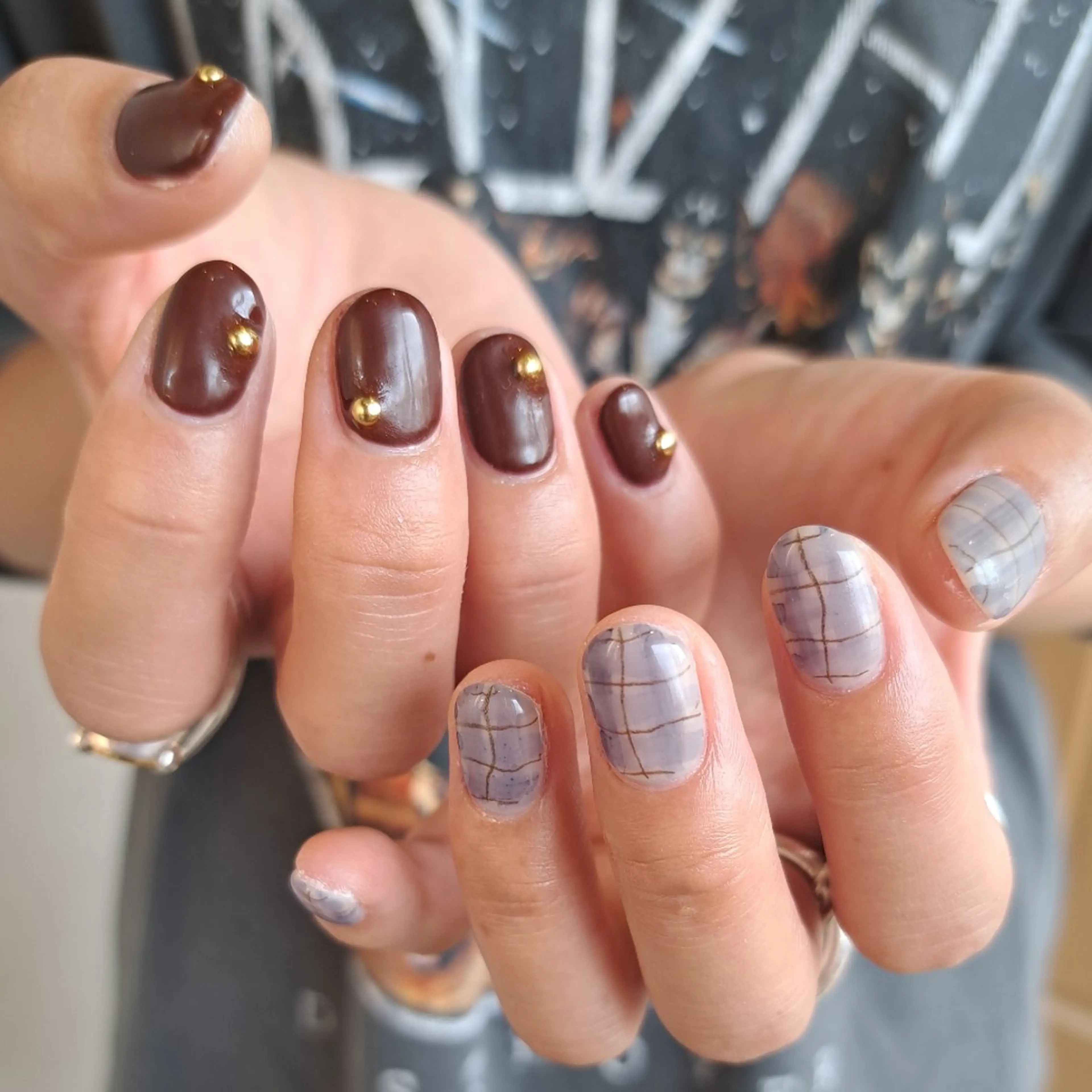 ネイル アートネイル ブラウン ジェルネイル 持ち込み ハンドネイル Nail mood デザイン持ち込みokのネイルデザイン