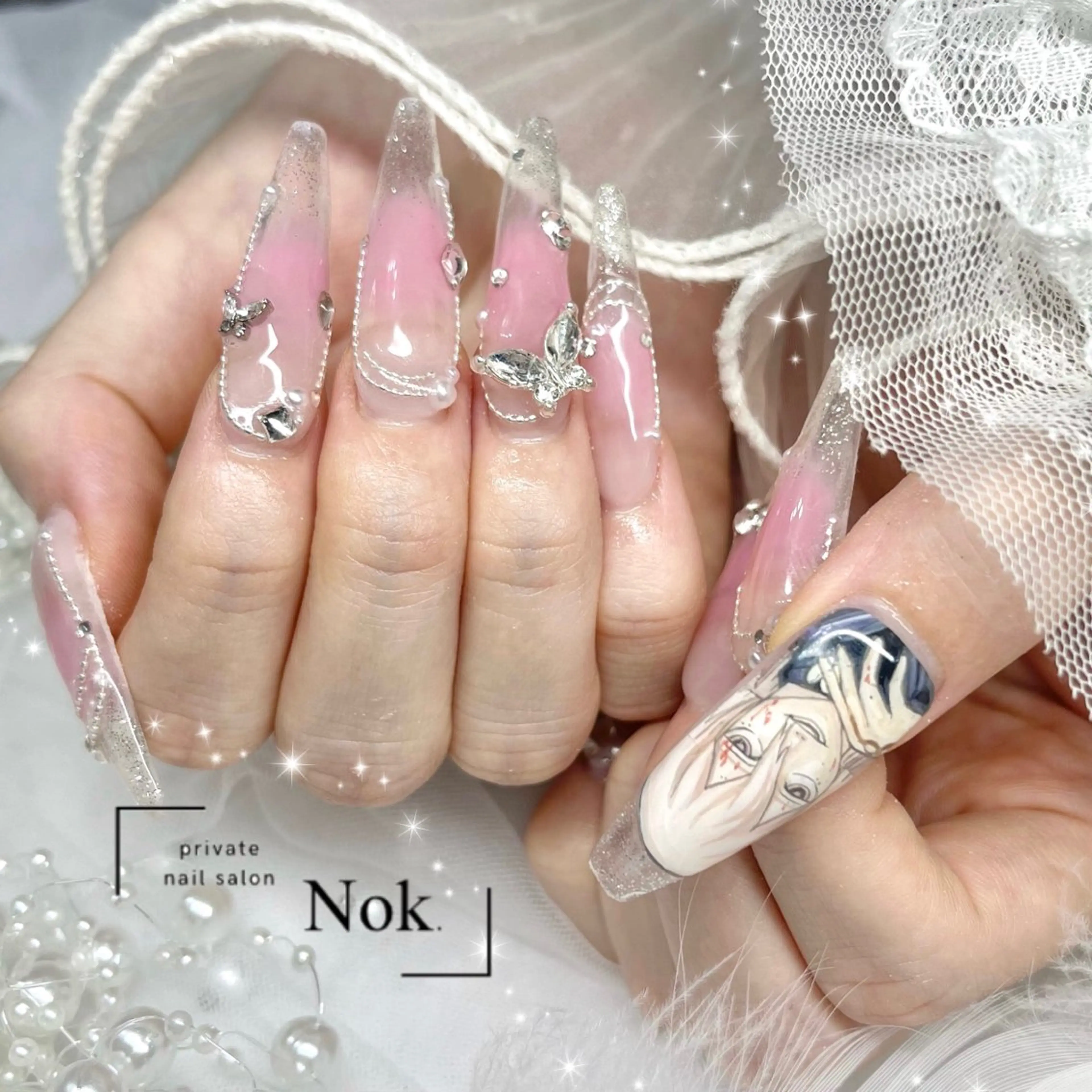 ネイル ロングネイル ハンドネイル 池袋痛ネイル Nok. 渡辺のネイルデザイン