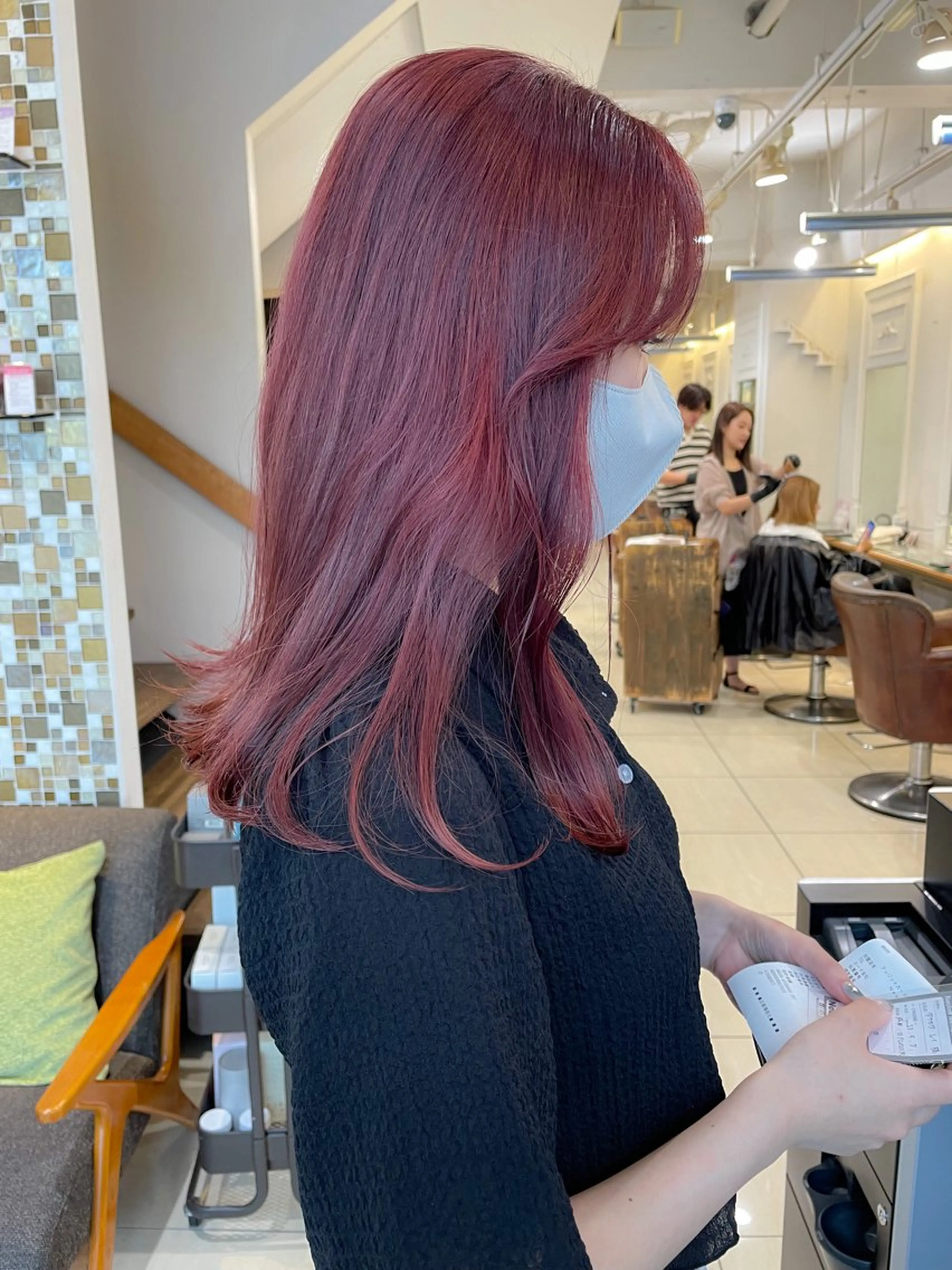 セミロング カラー 透明感カラー レッドカラー トリートメント カット ヘアカラー トリートメント ボブ ブリーチ/miinaのヘアスタイル