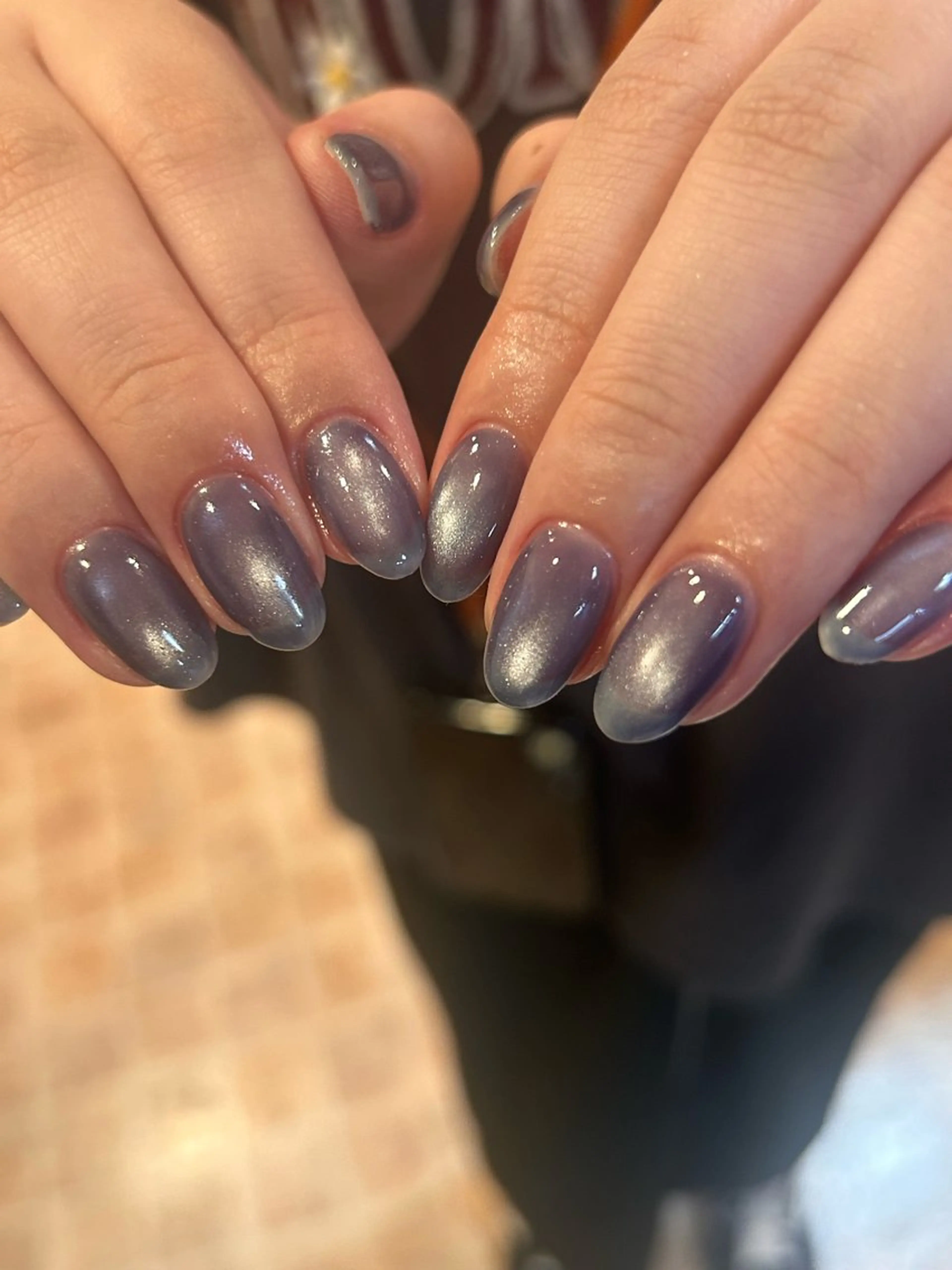 ネイル ブルー マグネットネイル マグネットワンカラー ワンカラーネイル 小野寺 千尋のネイルデザイン