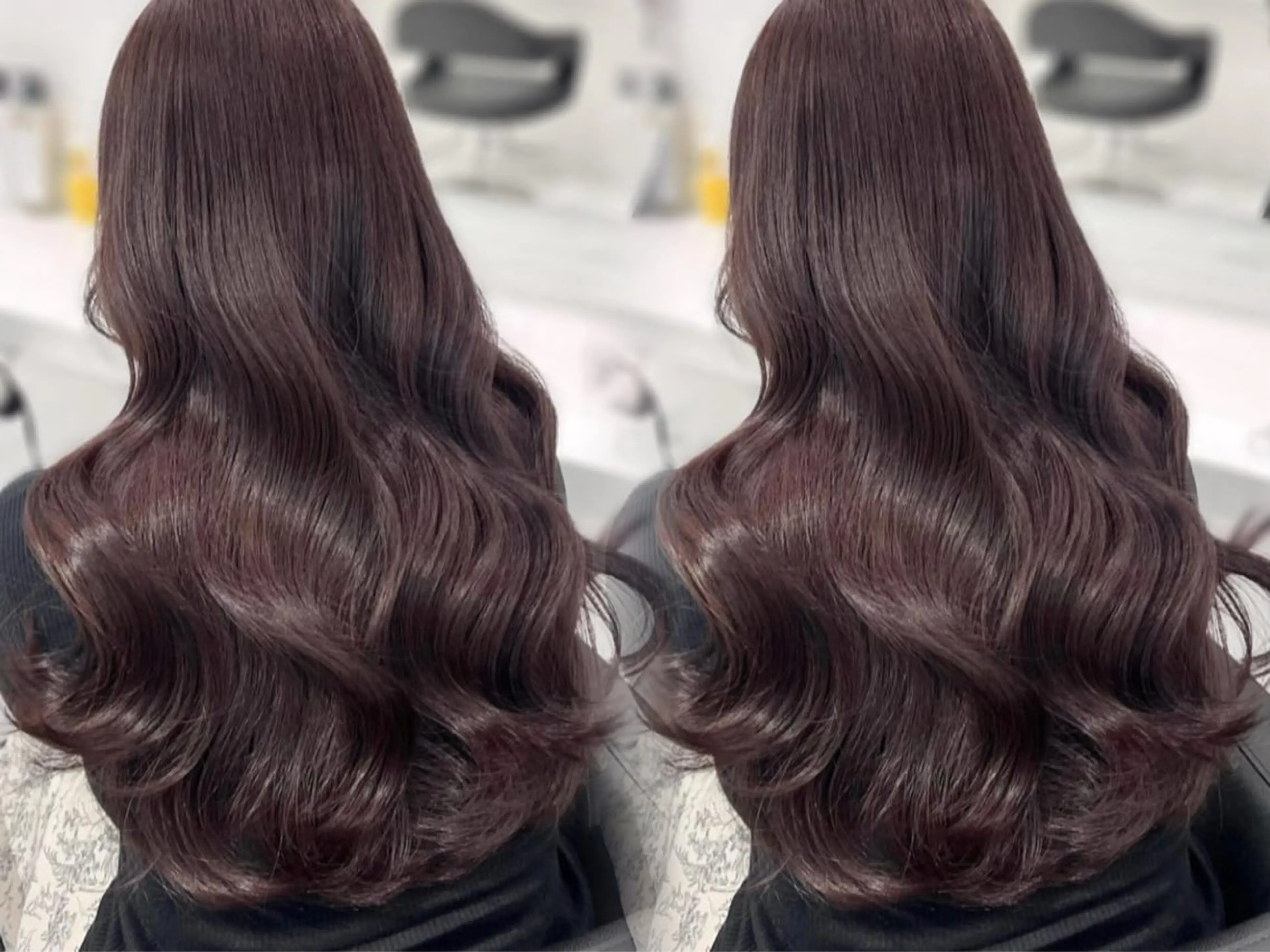 ロング カット ヘアカラー トリートメント 韓国ヘア/ブリーチ無 しWカラー/オリーブのヘアスタイル