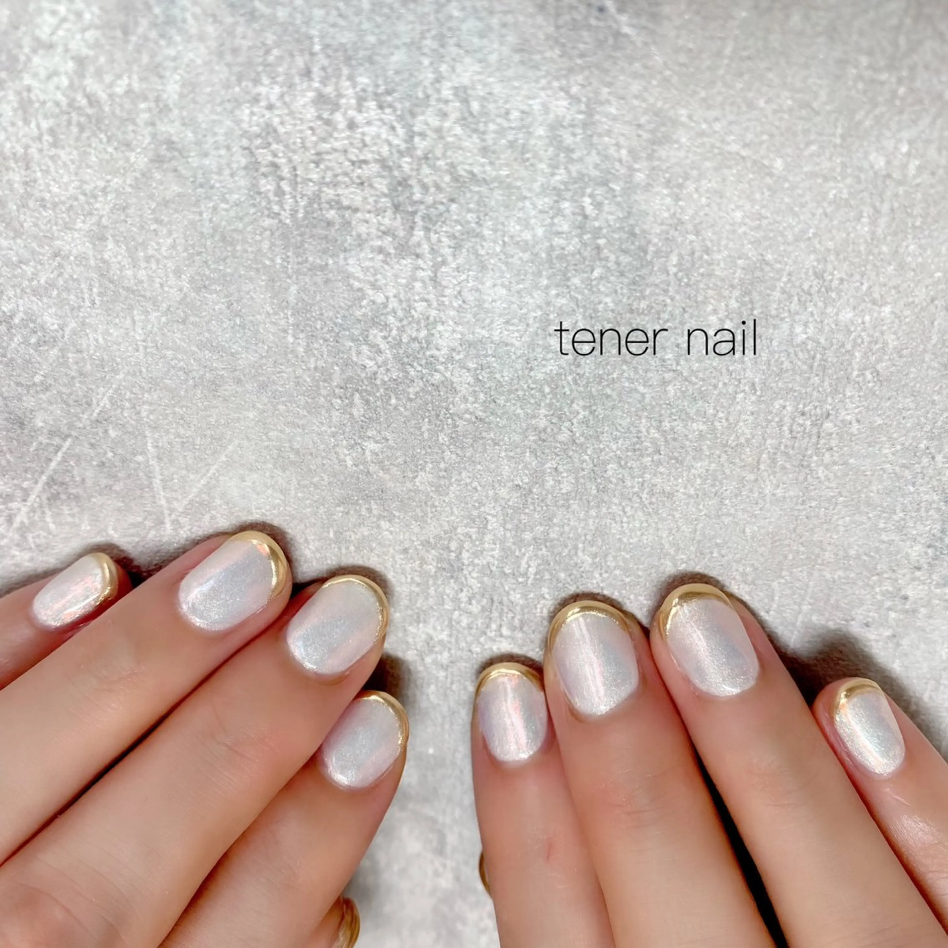 ネイル フレンチネイル ミラーネイル ホワイト ハンドネイル テネルネイル tener nailのネイルデザイン